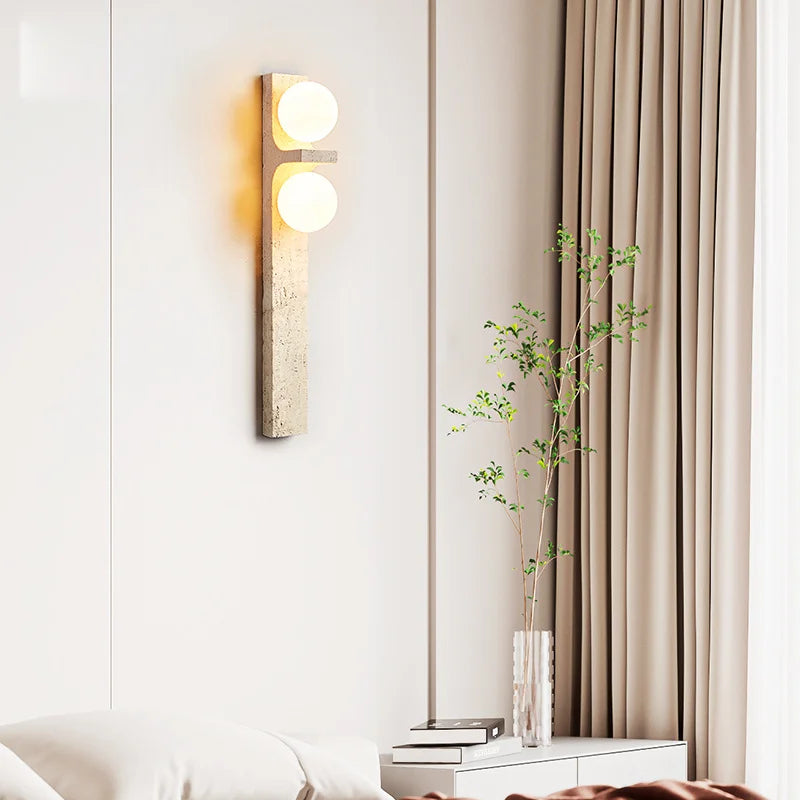 Lumina Twin Globe Marble Wall Sconce - Modern Marble & Glass Wall Light Fixture for Bedroom, Living Room, Hallway - Elegant Home Decor Lighting
