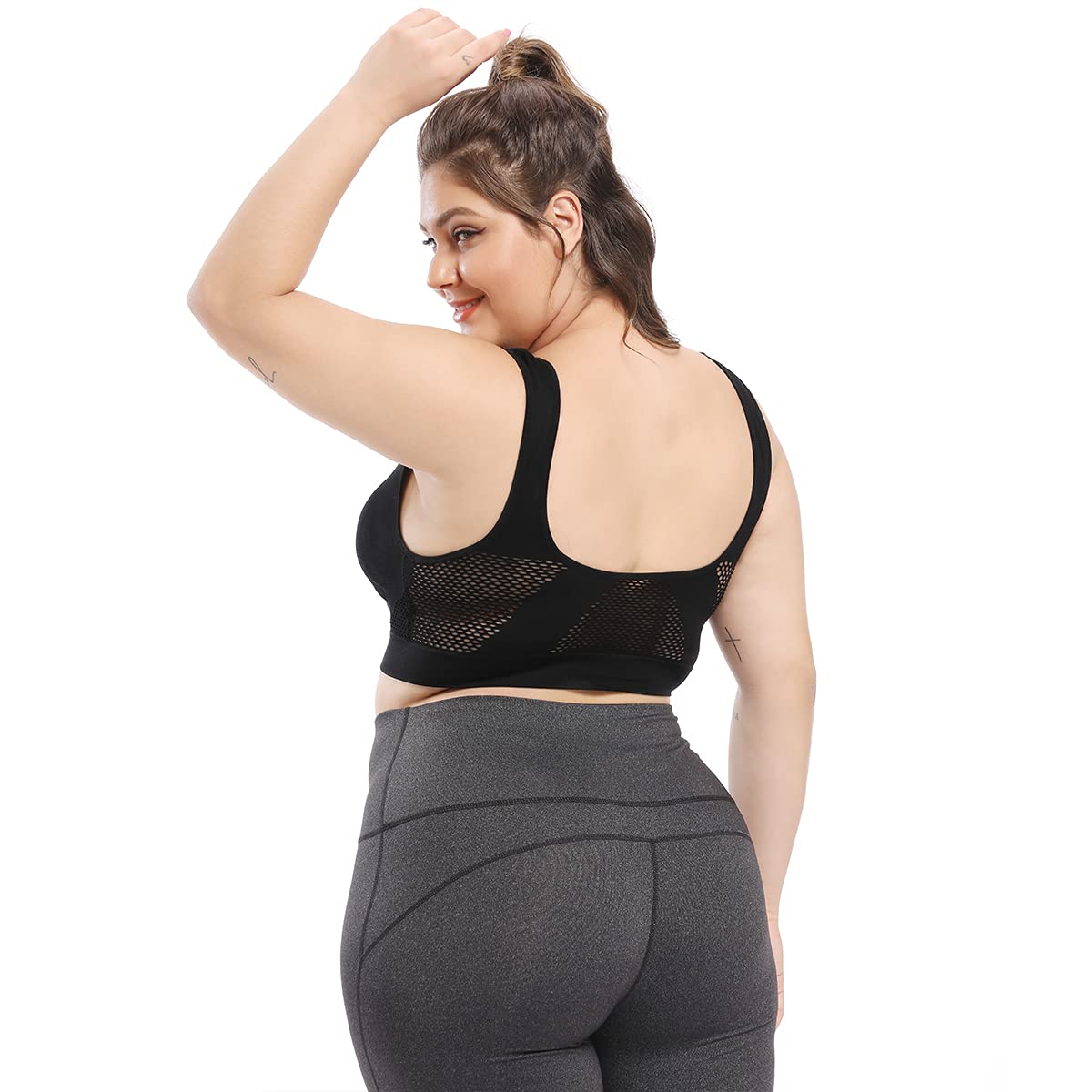 Women's Plus Size Sports Bras - Light Support Seamless Wireless Workout Yoga Gym Fitness Bras with Tank Tops & Crop Tops for Sleeping, Running, and Daily Comfort