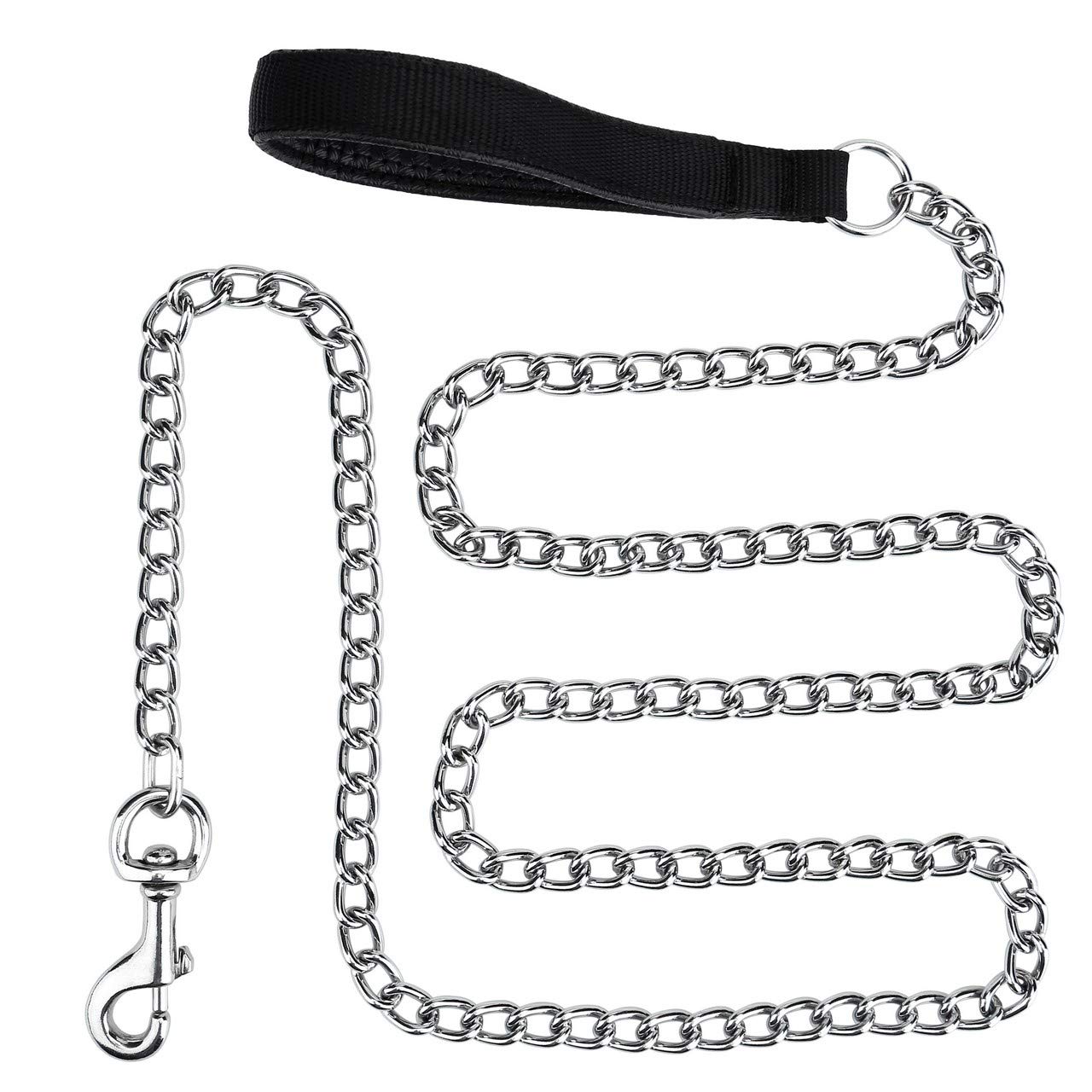 6ft Heavy Duty Chew Proof Metal Dog Leash - Strong Pet Chain Leash with Padded Handle for Large & Medium Dogs | Walking, Training & Outdoor Activities