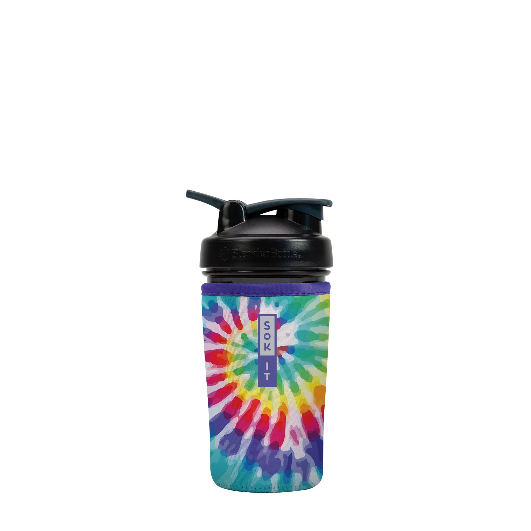 **Insulated Neoprene Protein Shaker Bottle Cover - Fits 24oz Blenders, Rainbow Tie Dye Design | Leak-Proof & Durable for Gym, Workouts, and Travel**