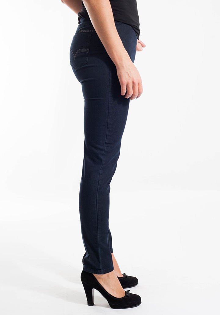 Vassalli Women's Skinny Stretch Pull On Jeans - High Waist Comfort Pants for Work, Travel & Everyday Wear