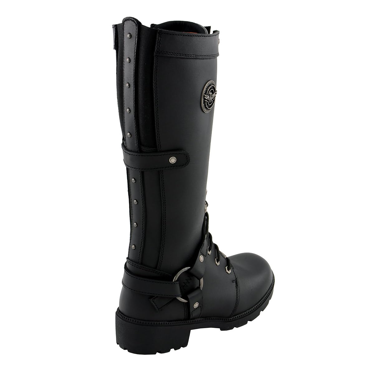 Milwaukee Leather MBL9380 Women's Black 'Jane' 15-Inch Leather Combat Motorcycle Boots - Stylish & Durable Riding Boots for Bikers, Perfect for Harley Davidson & Cruiser Motorcycles