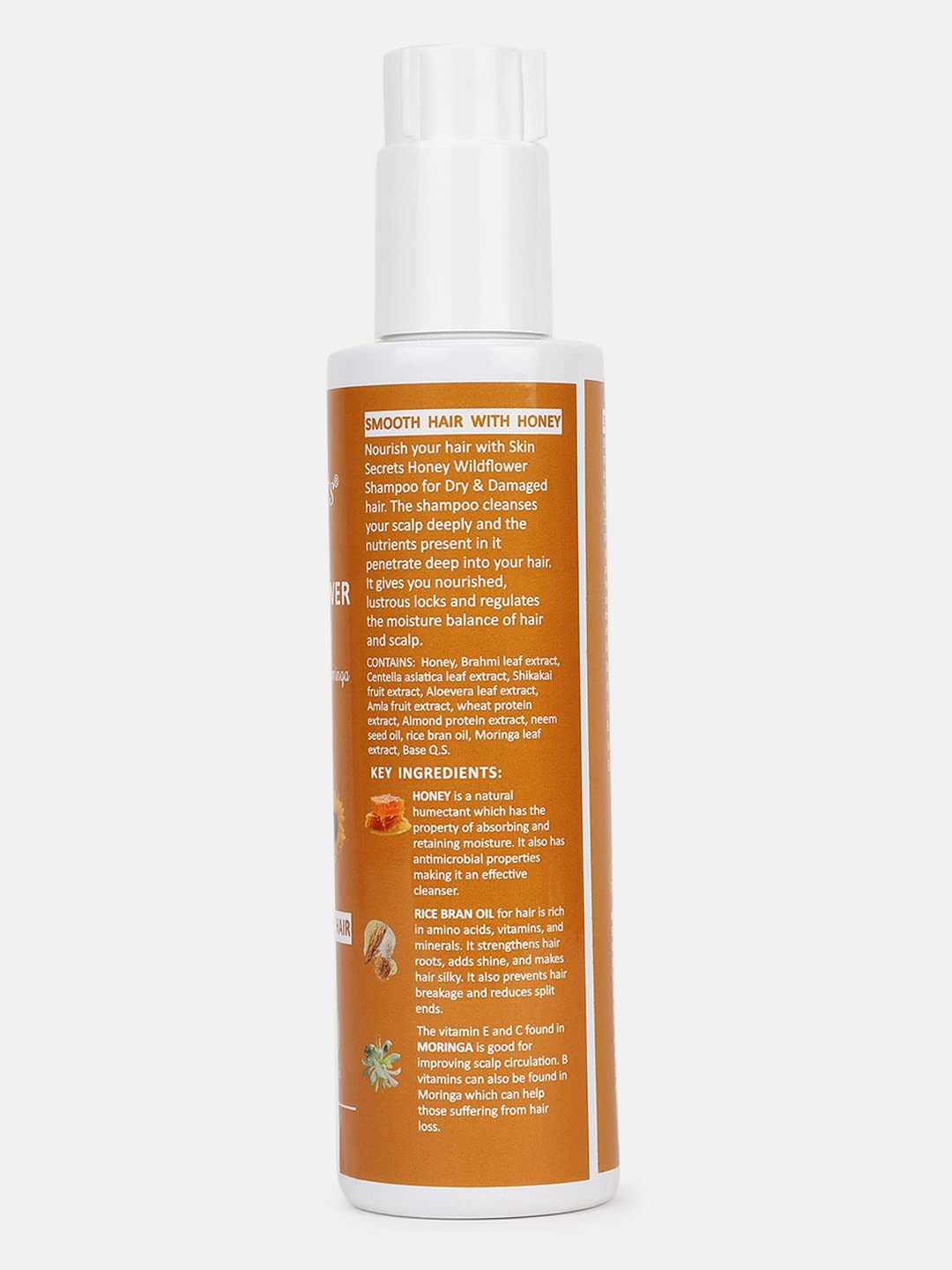 Skin Secrets Honey Wildflower Shampoo with Honey & Rice Bran Oil - Moisturizing Treatment for Dry, Damaged Hair | Paraben & Sulfate Free | Ayurvedic Formula | 200ml | Perfect for Daily Hydration & Hair Repair