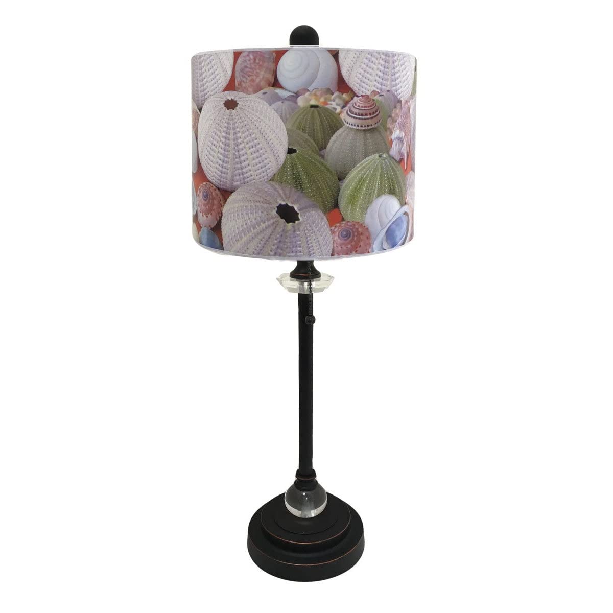Royal Designs Oil Rub Bronze Table Lamp with Beach Shells Design Lamp Shade - 1 Light Coastal Decor for Living Room, Bedroom & Beach House