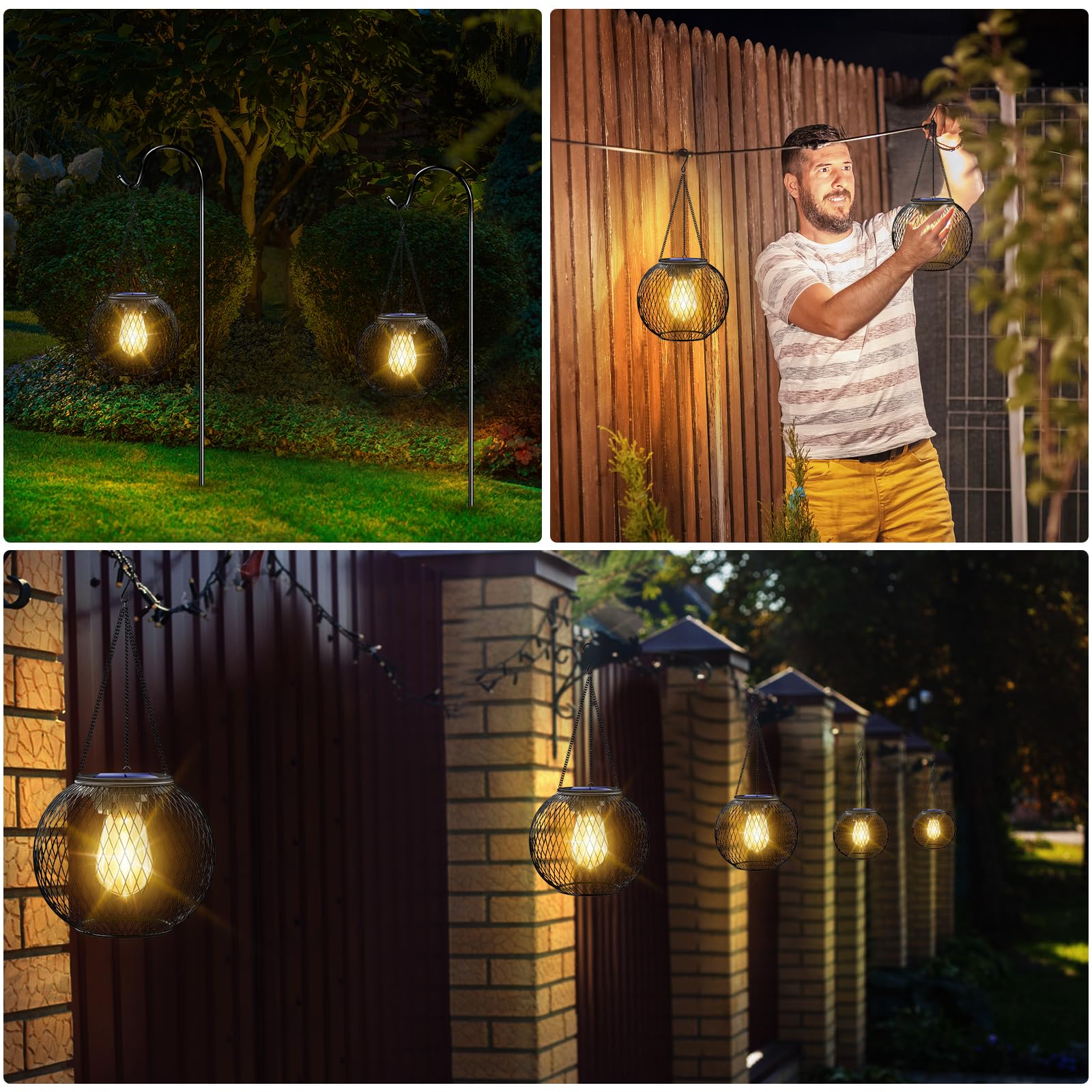 UBright Solar Lanterns - Waterproof Outdoor Hanging Lights, Solar Powered Garden Decor for Patio, Yard & Pathway (2 Pack) - Perfect for Evening Gatherings & Landscape Lighting