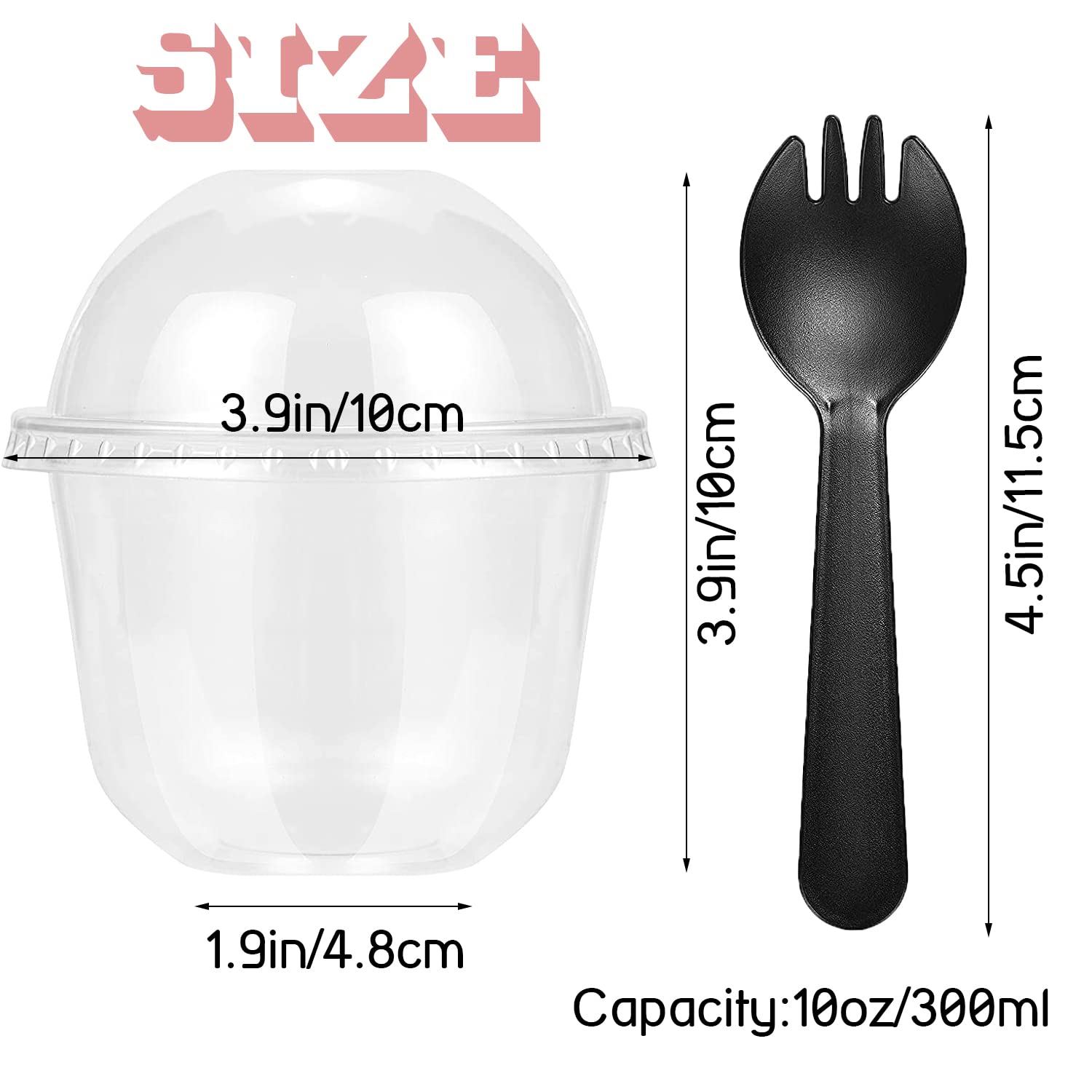 50 Pack 10oz Clear Plastic Cups with Dome Lids & Sporks - Disposable PET Parfait Dessert Cups for Pudding, Ice Cream, Yogurt, Snacks - Perfect for Parties, Catering, and Home Use