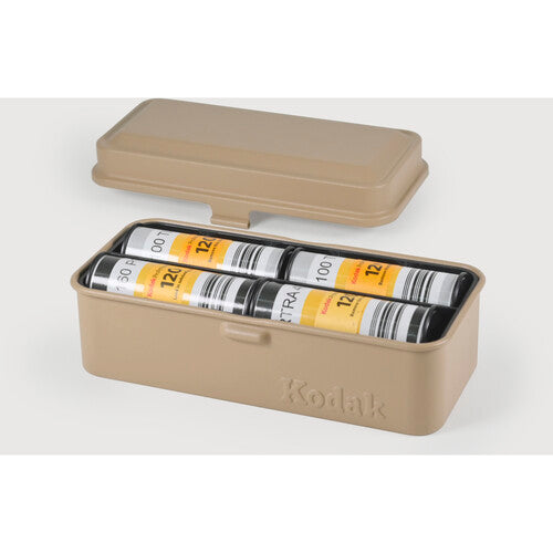 Kodak Steel 120/135 Film Storage Case - Beige Lid & Body | Compact Protective Container for Camera Film Rolls - Perfect for Photographers, Film Enthusiasts & Travel