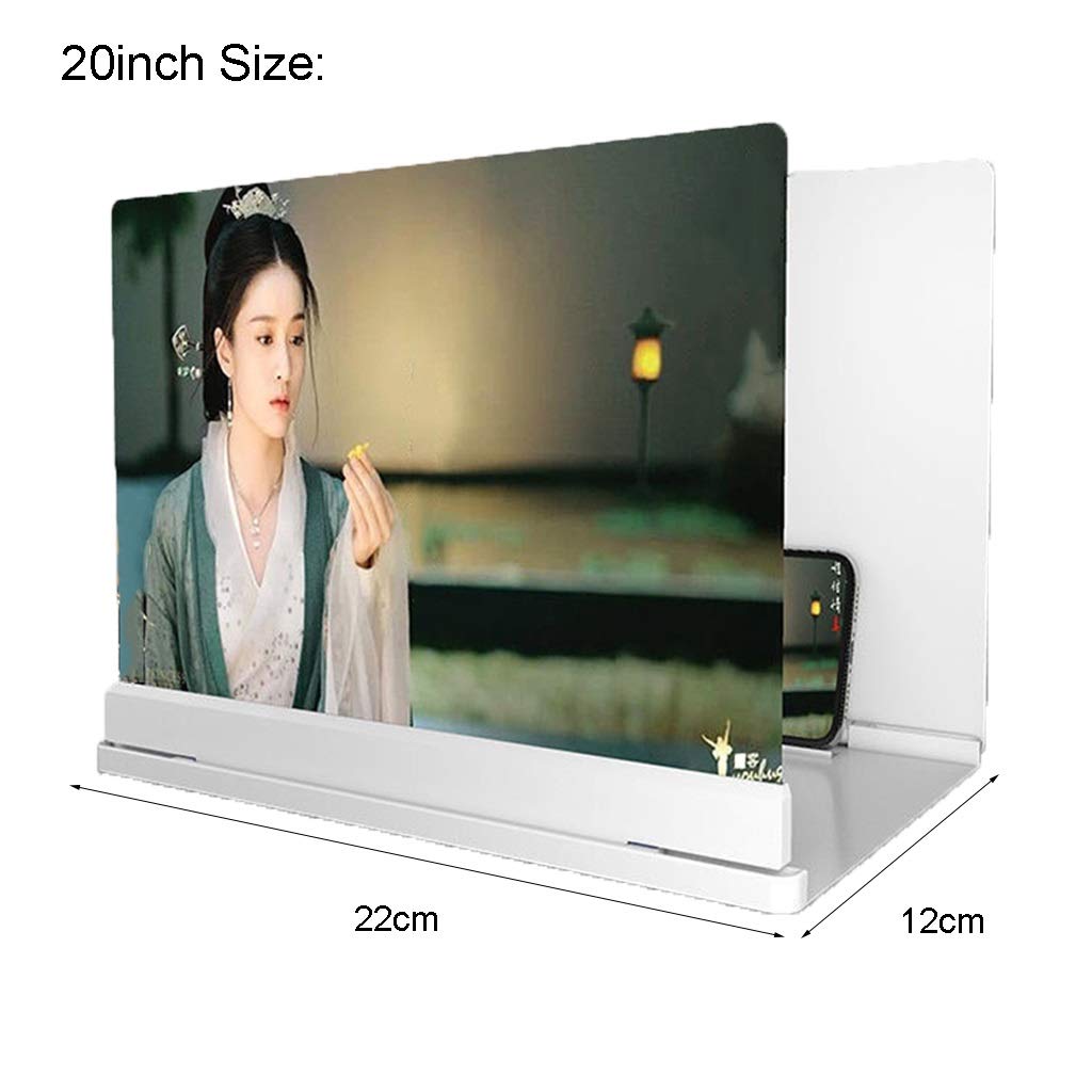 Foldable Phone Screen Amplifier - 20 Inch Portable Smartphone Projector for Movies & Videos | Universal Compatibility with All Phones | Home Theater & Outdoor Entertainment (White)