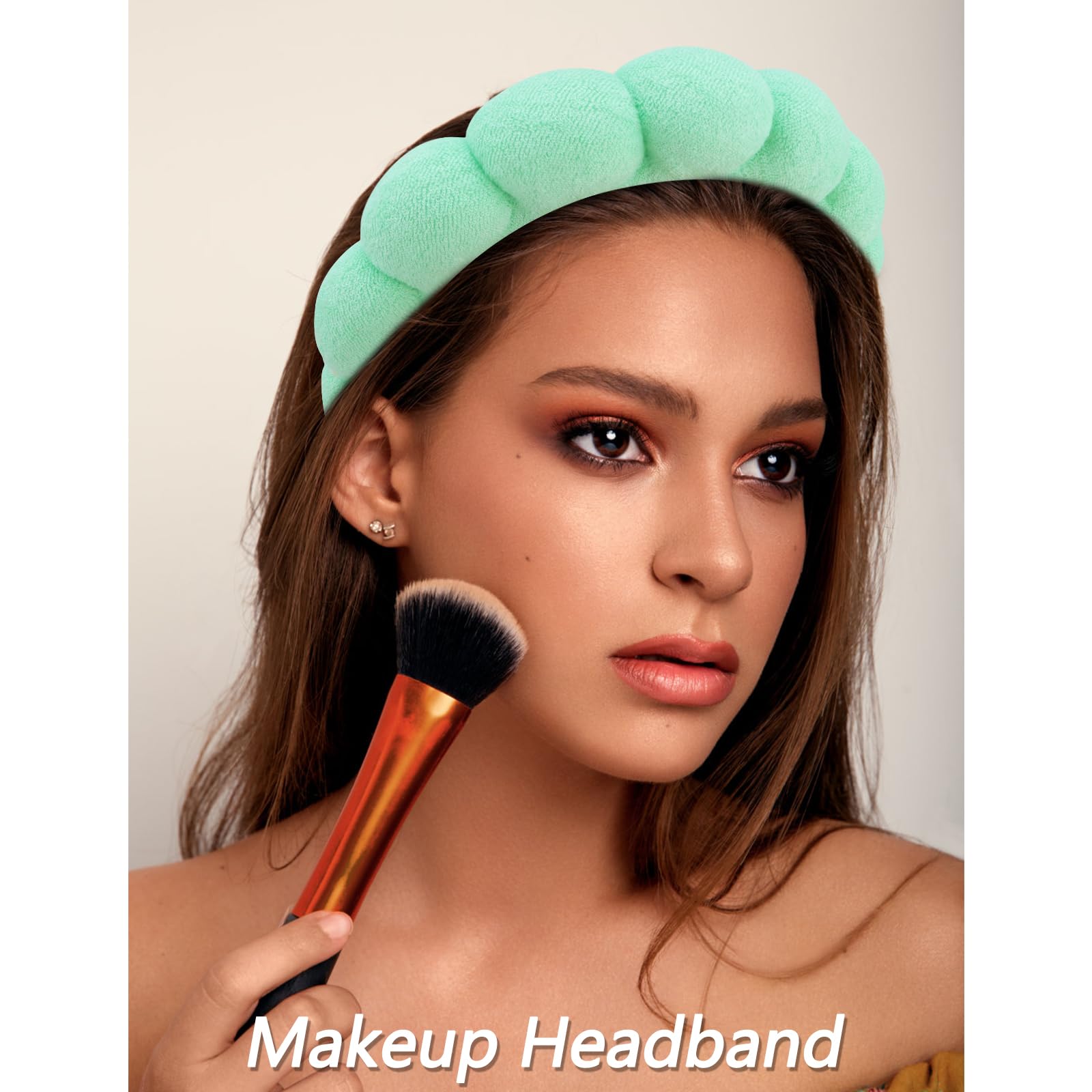 VELSCRUN 6 Pack Spa Headbands & Hair Accessories Set for Women - Soft Makeup Headbands, Face Washing & Skincare Wristbands with Green Sponge Bow Ties - Perfect for Spa, Skincare Routine & Gift Giving