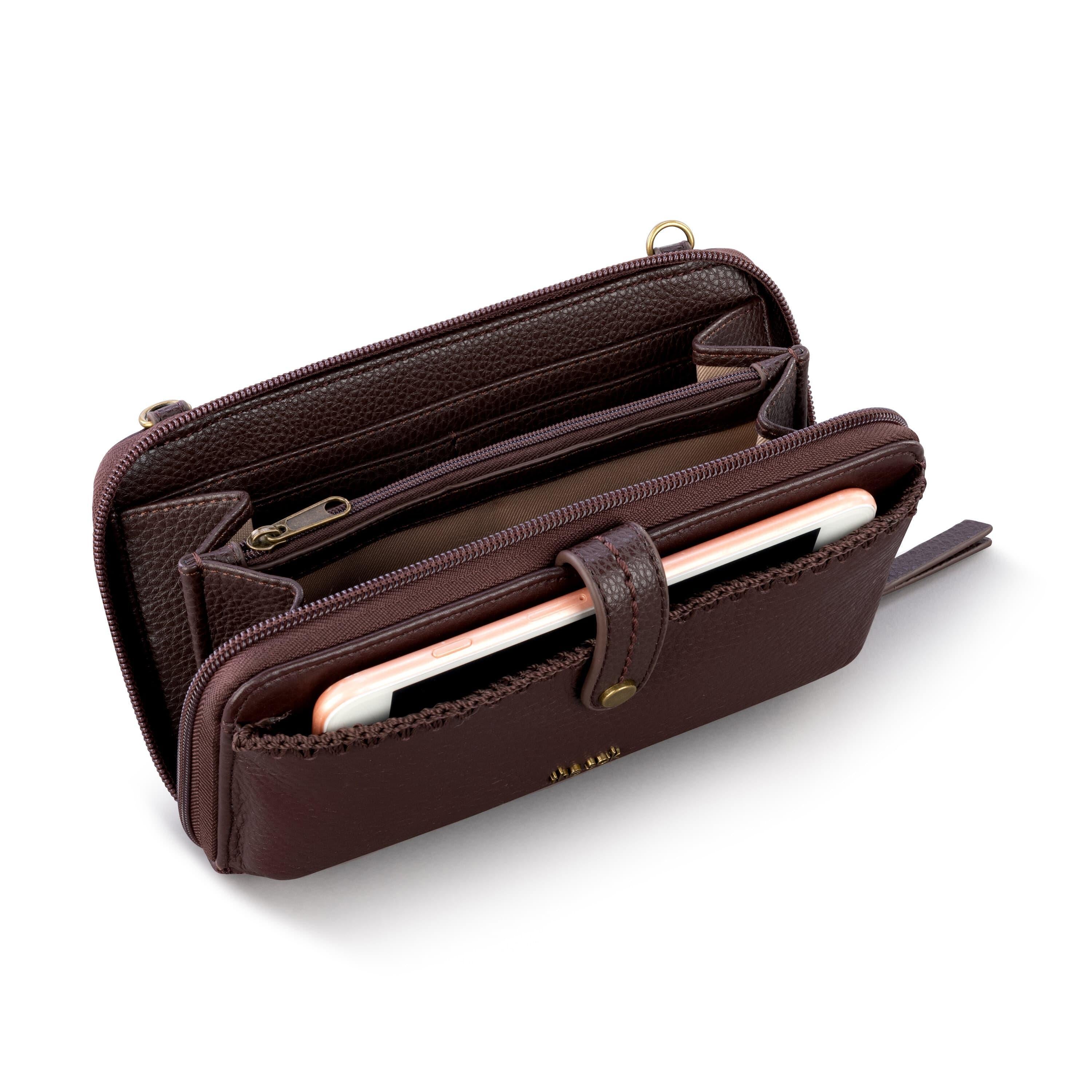 Premium Leather Mahogany Iris Smartphone Wallet - Slim RFID Blocking Card Holder for iPhone & Android - Perfect for Travel, Work & Everyday Use