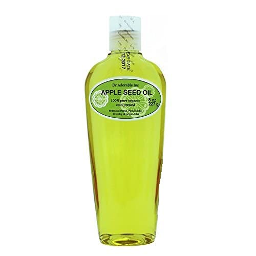 Organic Apple Seed Oil by Dr.Adorable - 8 oz Pure Cold Pressed Carrier Oil for Skin & Hair Care, DIY Beauty Recipes, Massage & Aromatherapy