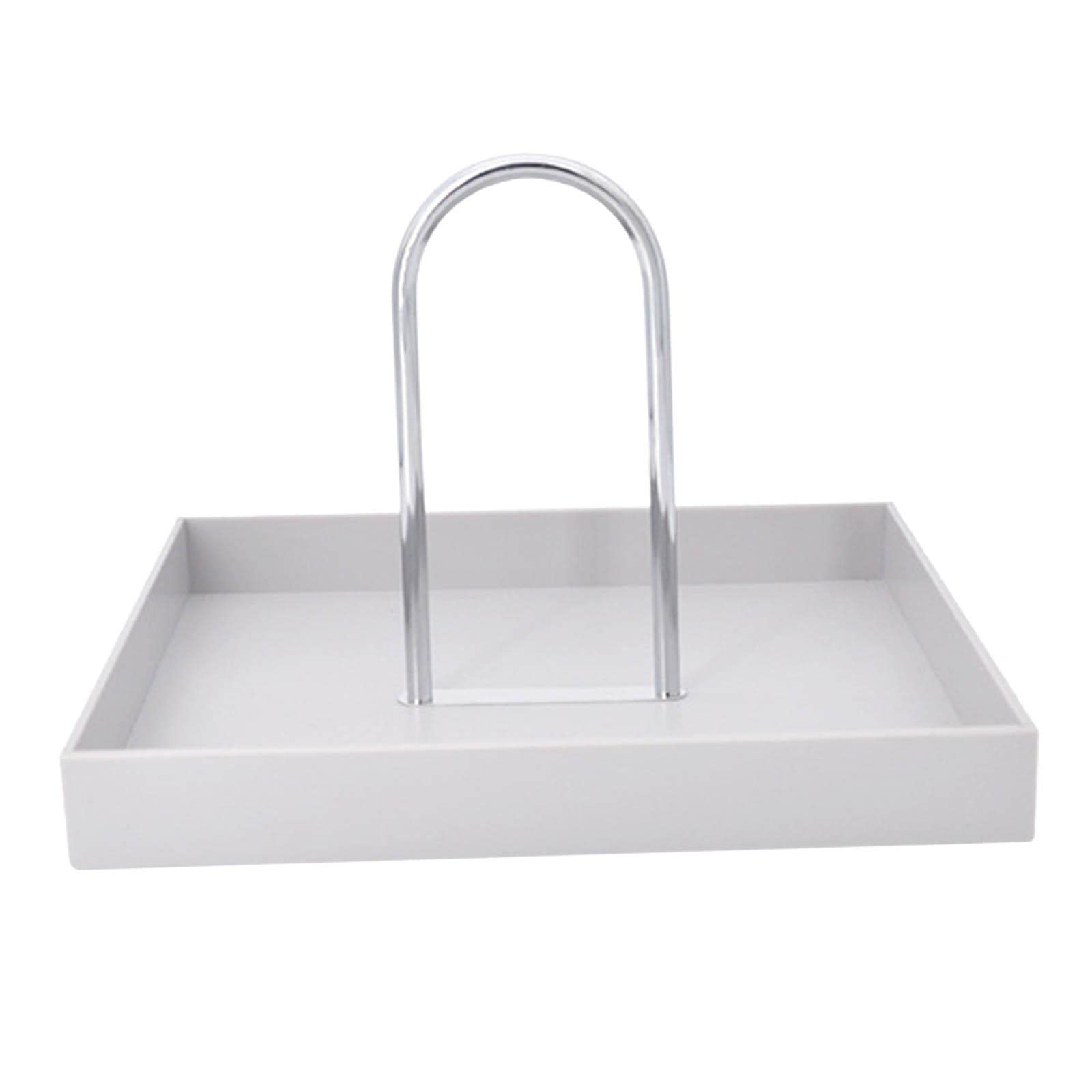 Fenteer Gray Plastic Vanity Tray with Handle - Jewelry Organizer, Perfume Display Tray for Dresser, Coffee Table, Ottoman, Kitchen & Bathroom - Perfect for Home Decor and Gift Giving