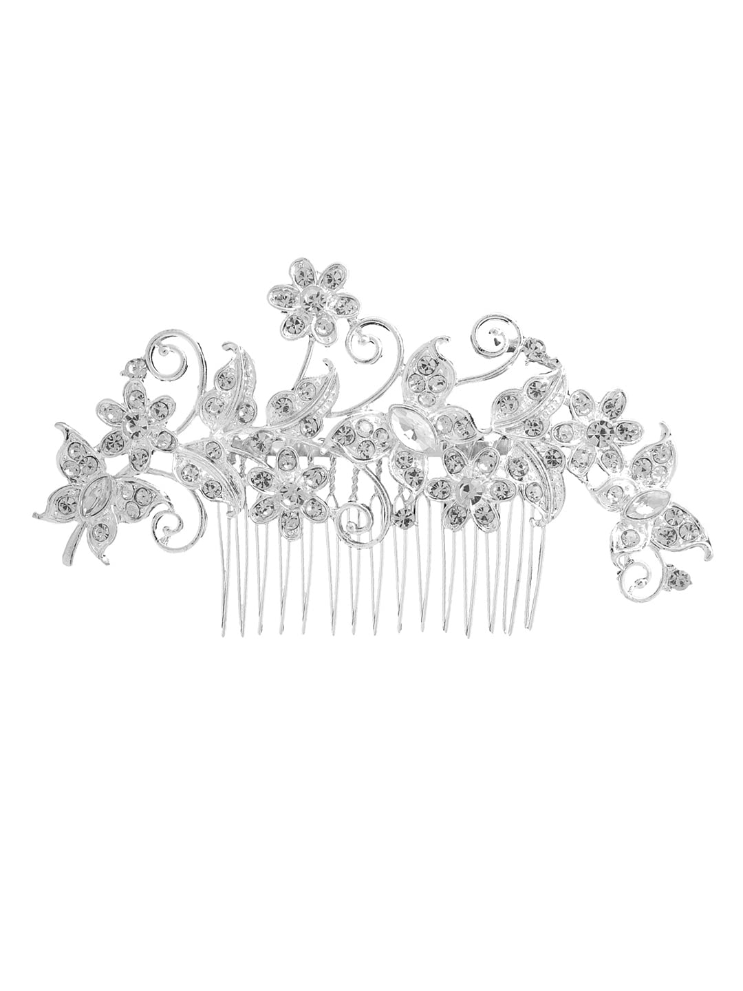 Elegant Yellow Crystal Floral Hair Comb Pin for Women - Bridal Wedding Hair Accessories, Side Comb Clip for Updos, Half-Up Styles & Special Occasions