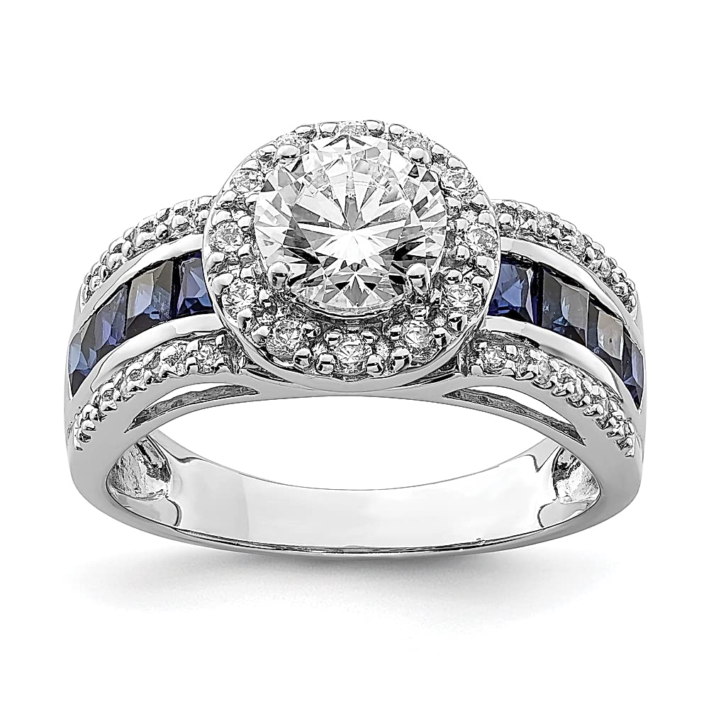 925 Sterling Silver Cubic Zirconia Lab-Created Sapphire Ring | September Birthstone Jewelry for Women | Elegant Gift for Her | Perfect for Anniversaries, Birthdays & Special Occasions
