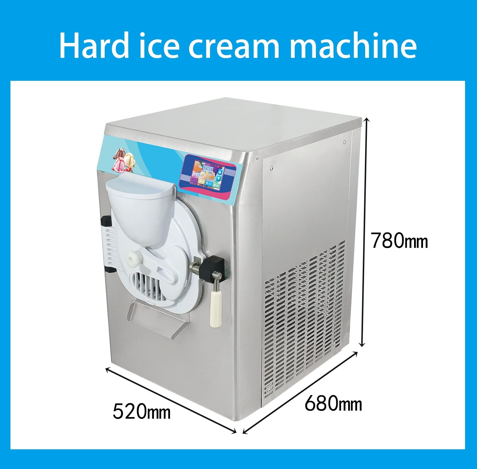 Commercial 14L Hard Ice Cream Maker with 4.3