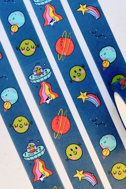 Alien Washi Tape - Cute Japanese Decorative Paper Tape for Scrapbooking, Journaling, DIY Crafts & Gift Wrapping - Perfect for Bullet Journals, Planners & School Projects