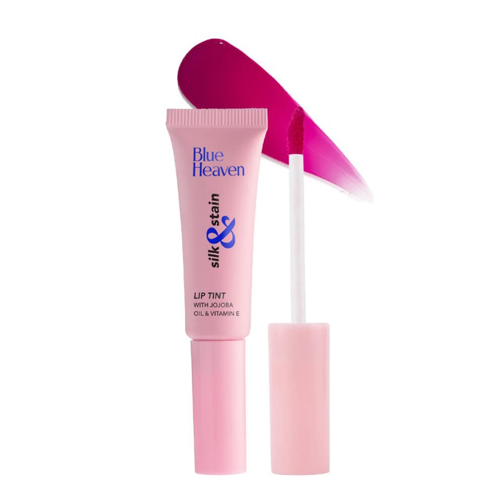 Blue Heaven Silk & Stain Lip Tint with Jojoba Oil & Vitamin E - Long Lasting, Non-Sticky, Transfer-Proof Lip Gloss - Natural Finish Raspberry Love (8ml) - Perfect for Everyday Wear, Date Nights & Special Occasions
