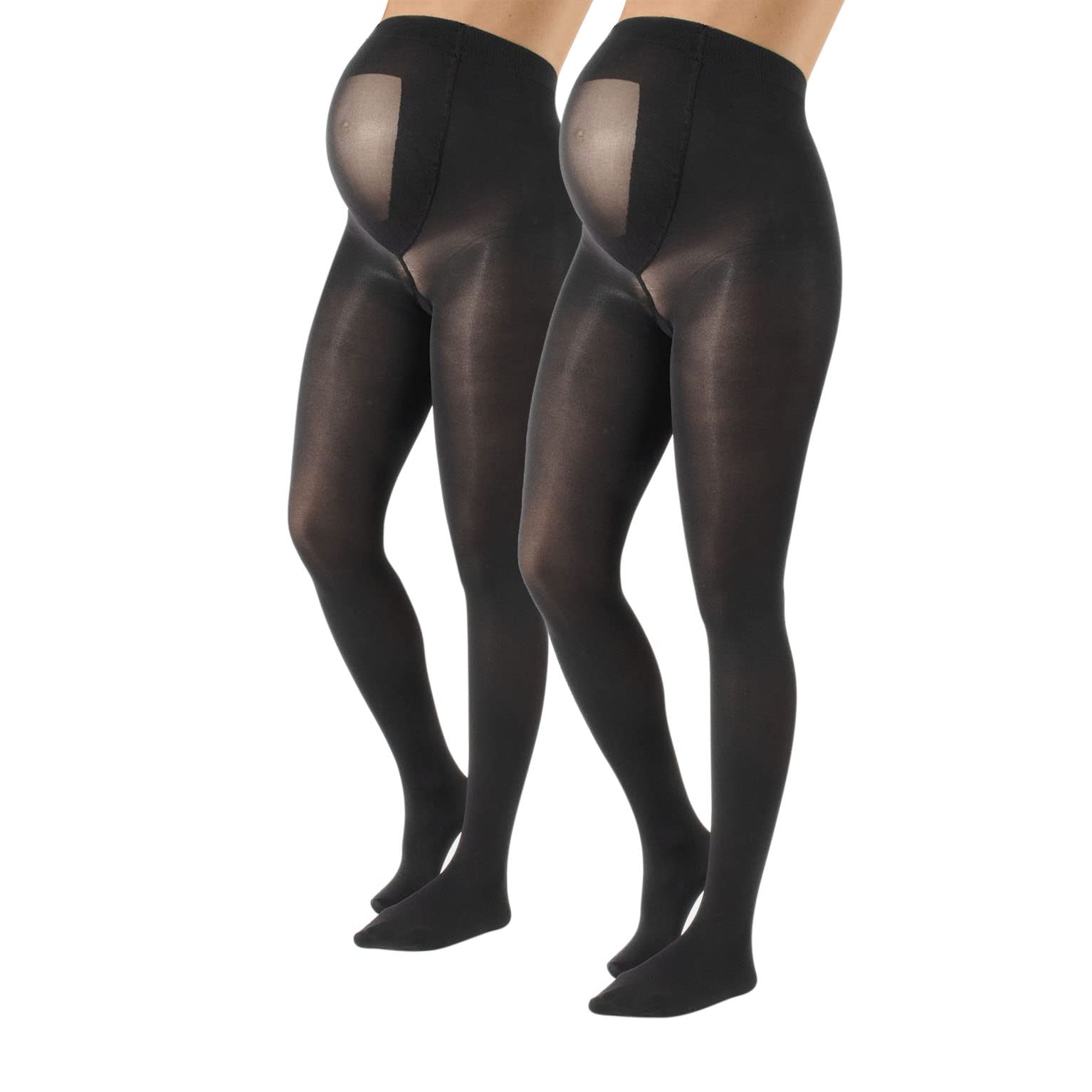 CALZITALY 2 Pairs Maternity Tights - Pregnancy Opaque Pantyhose 40 DEN | S M L XL Sizes | Black & Blue Colors | Made in Italy | Comfortable for Work, Yoga & Everyday Wear
