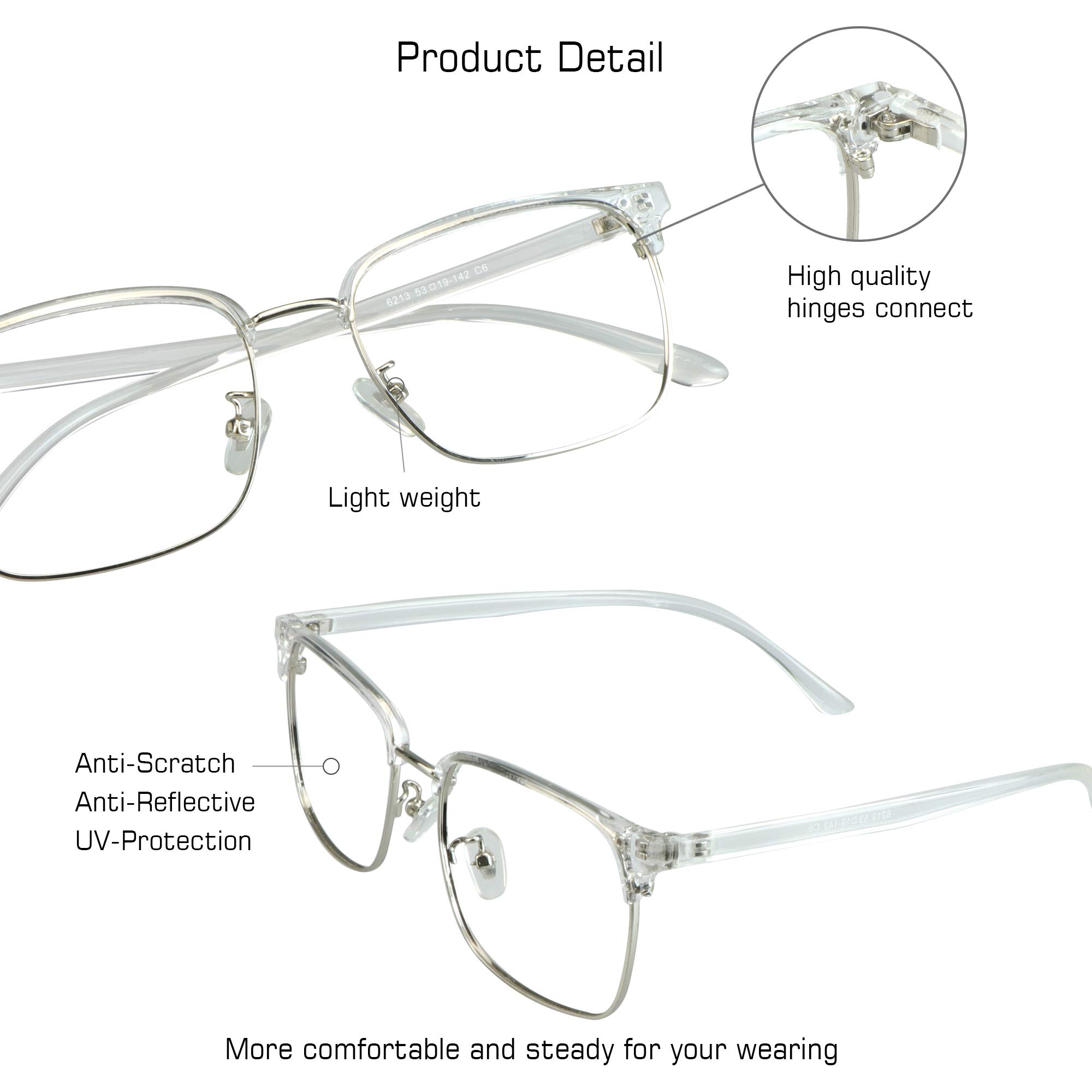 VisionGlobal Blue Light Blocking Glasses for Women & Men - Bifocal Computer Reading Glasses with Stylish Square Frame - Reduce Eye Strain for Office Work, Gaming & Screen Time