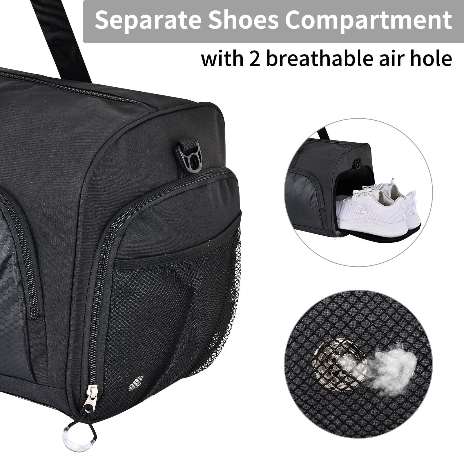 Kuston Sports Gym Bag with Shoes Compartment & Wet Pocket - Durable Gym Duffel Bag for Men & Women - Perfect for Workouts, Travel & Overnight Trips
