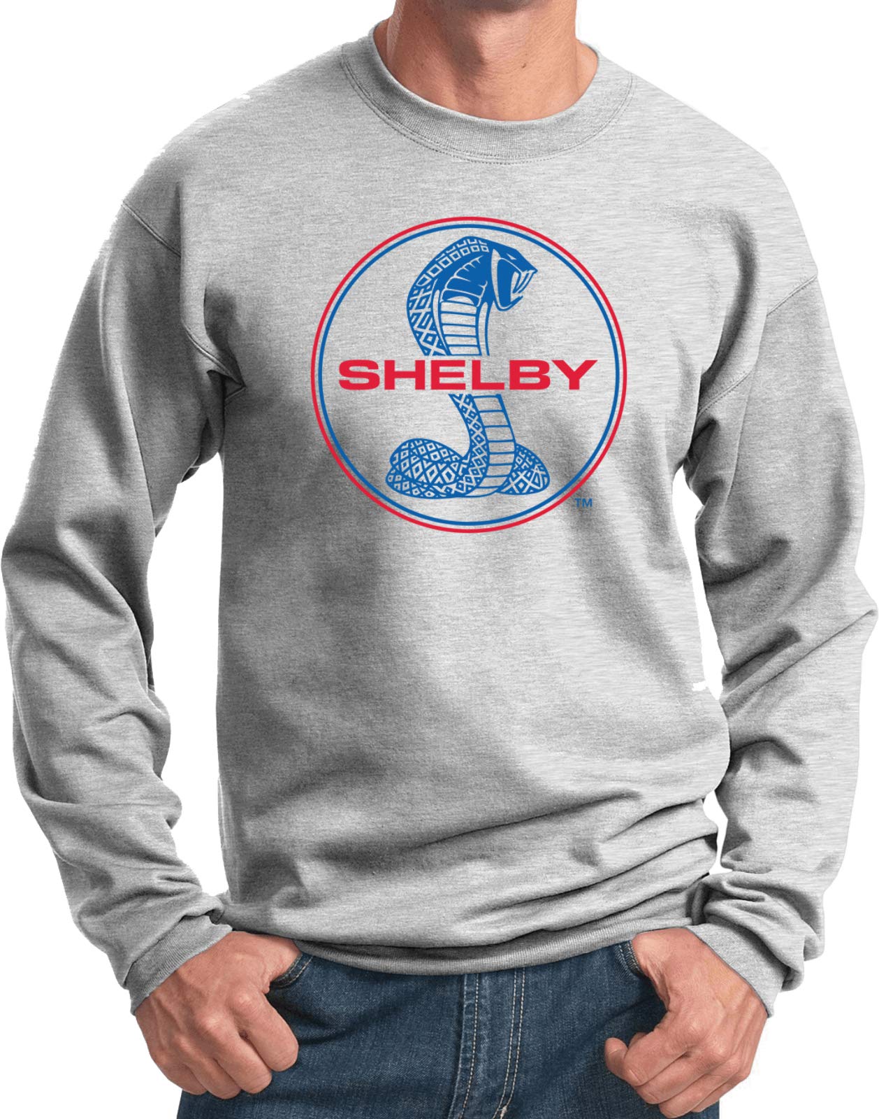 Ford Mustang Sweatshirt for Men - Shelby Blue & Red Logo Pullover Hoodie - Casual Wear for Car Enthusiasts & Racing Fans