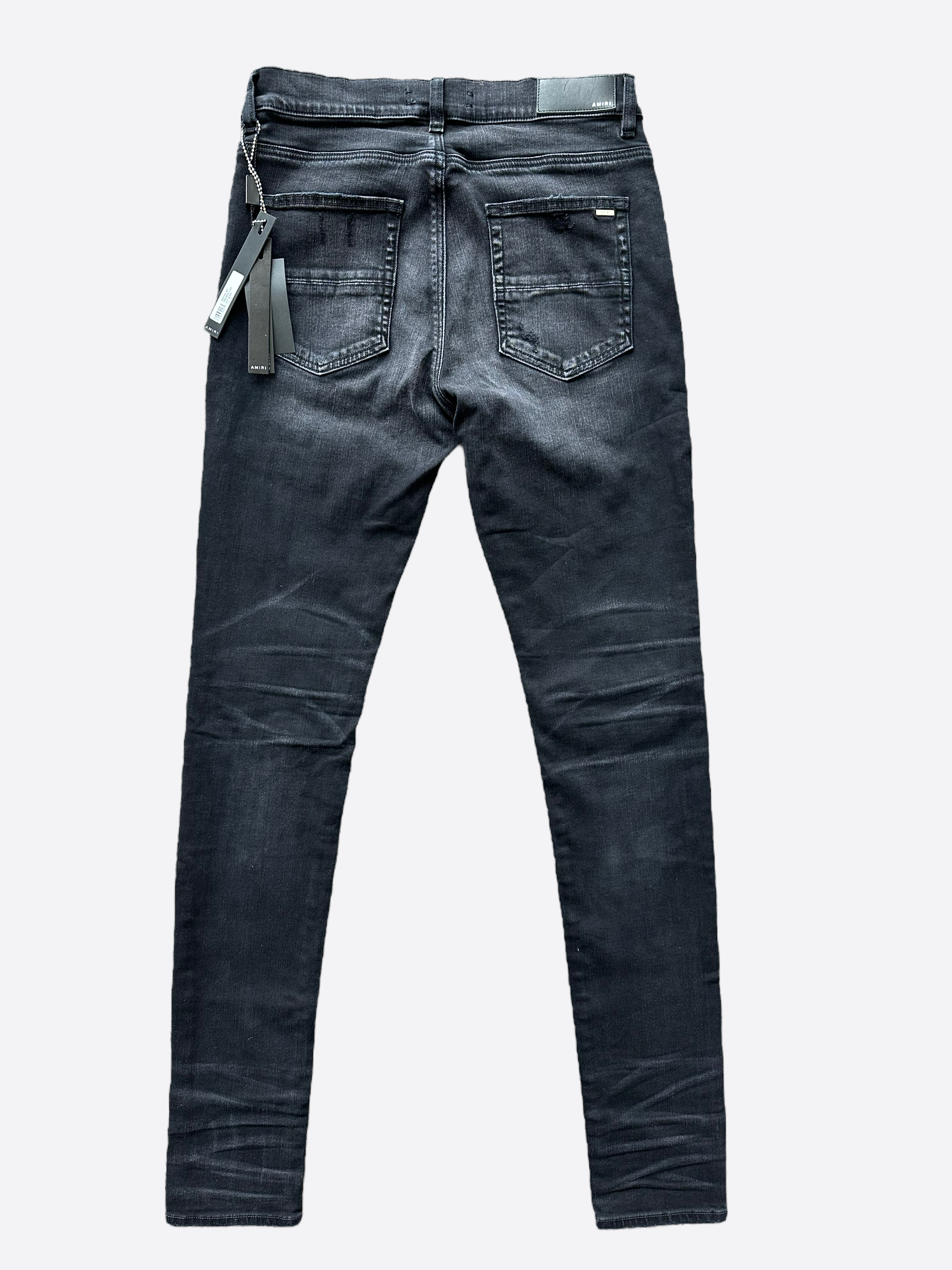 Amiri Aged Black Blue Bandana MX1 Distressed Jeans - Vintage Denim for Men | Perfect for Streetwear & Casual Outfits