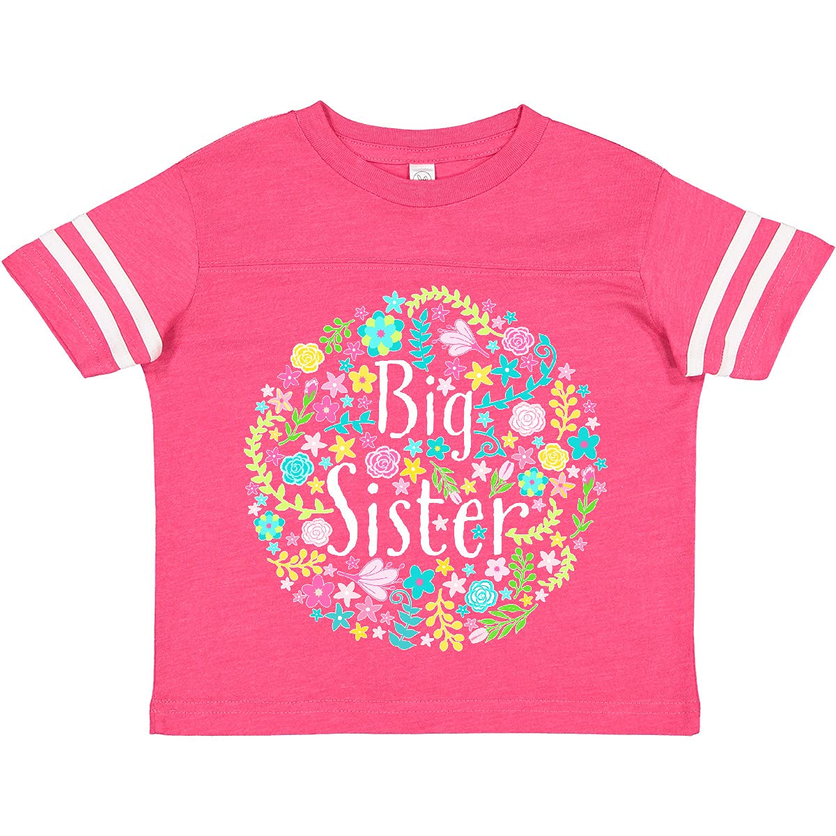 Inktastic Big Sister with Flower Circle Toddler T-Shirt - Cute Toddler Tee for Sisters - Perfect for Sibling Matching Outfits, Birthday Gifts & Family Photos