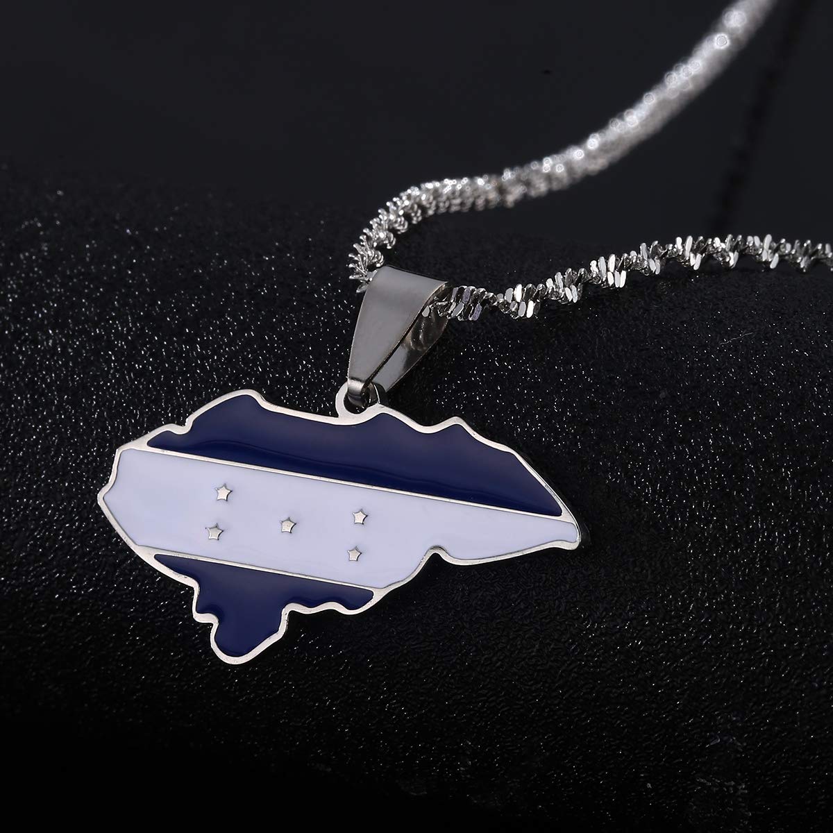 Honduras Map Pendant Necklace - Silver Enamel Charm Jewelry for Travelers & Geography Lovers | Perfect Gift for Wanderlust & Cultural Enthusiasts