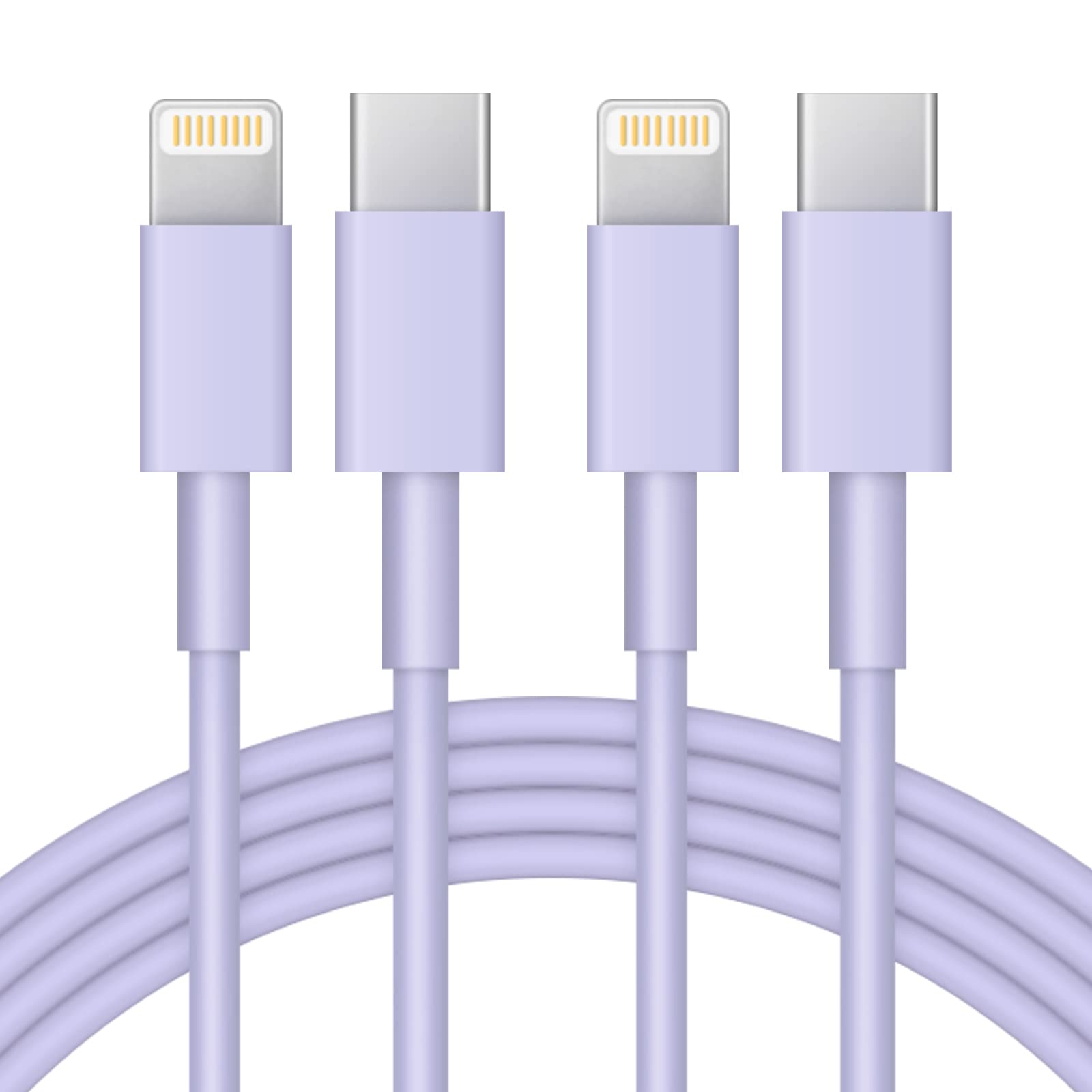 MFi Certified USB C to Lightning Cable 2-Pack 6FT - Fast Charging Cable for iPhone 14/13/12/11/SE/Max/XS/XR/X, iPad Mini/Air, iPod & AirPods - Perfect for Home, Office & Travel Charging