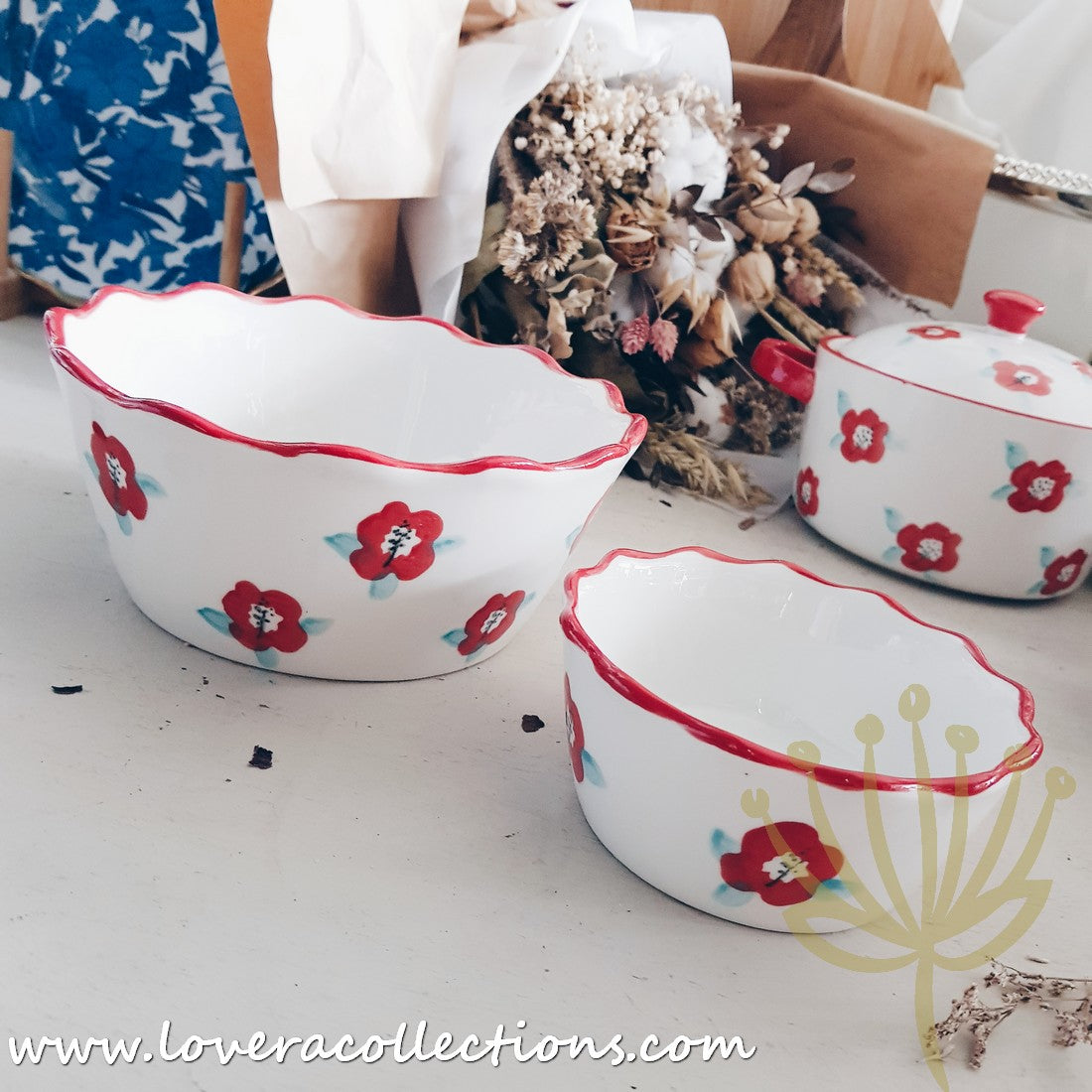 Handmade Red Floral Ceramic Teapot - 70% Off Clearance Sale | Perfect for Afternoon Tea, Gifts & Home Decor