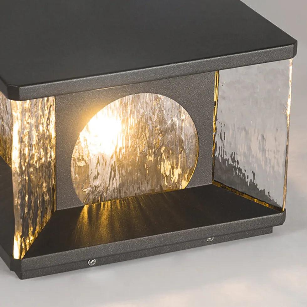 Ripple Glass Cube LED Outdoor Pillar Lights - Waterproof Landscape Lighting for Garden, Pathway, Patio, and Driveway Decoration