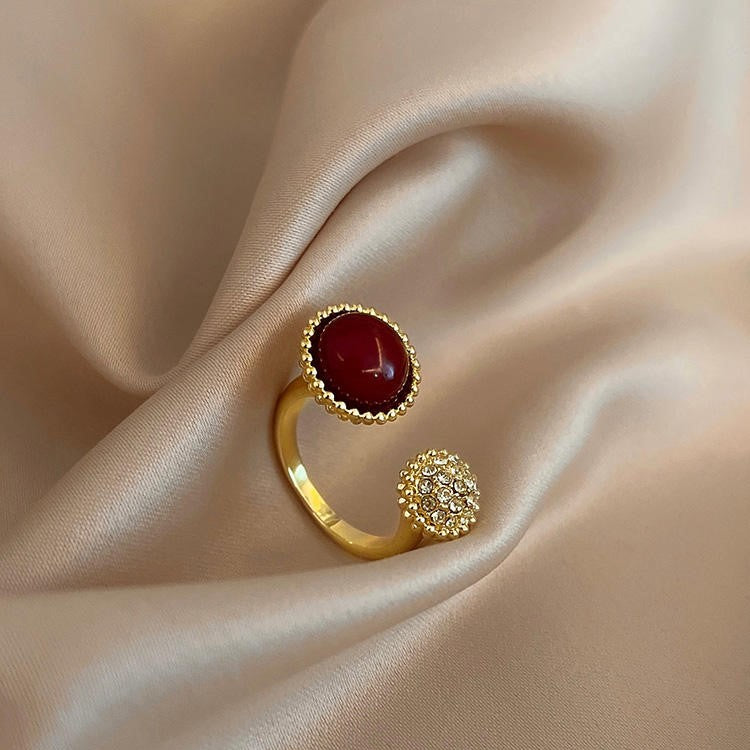 Art Deco Open Cuff 2 Stone Rings for Women - Vintage Style Adjustable Statement Jewelry - Perfect for Parties, Weddings & Special Occasions | HR870