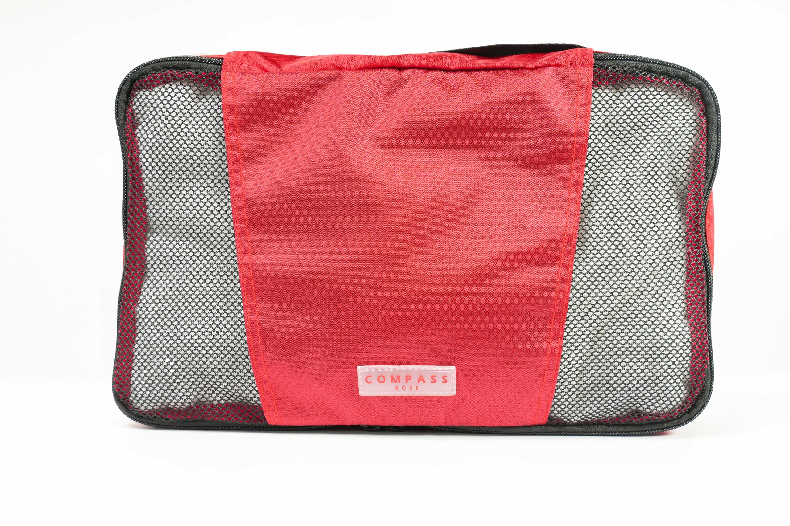 4-Piece Medium Packing Cubes for Travel - Luggage Organizer Set with Numbered & Color-Coded System - Dual Zipper Compartments, Top Handle (Red & Grey) - Perfect for Carry-On Suitcases, Backpacks & Business Trips