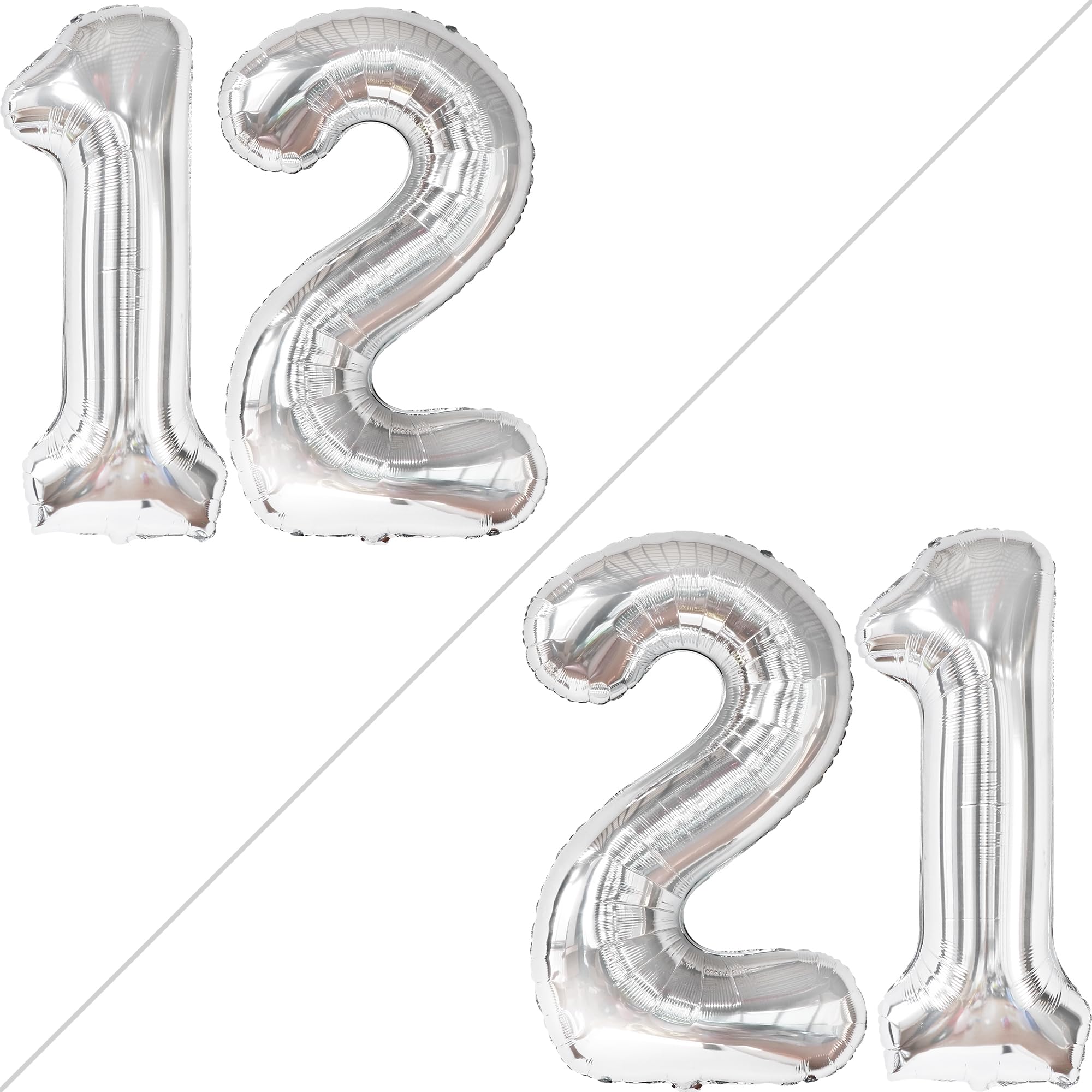 KatchOn 40 Inch Giant Silver Number 12 Balloon - Large 12th Birthday Decorations for Girls & Boys | Party Balloons for 12 Year Old Birthday Celebrations | Perfect for Birthday Parties, Photo Backdrops & Milestone Decor