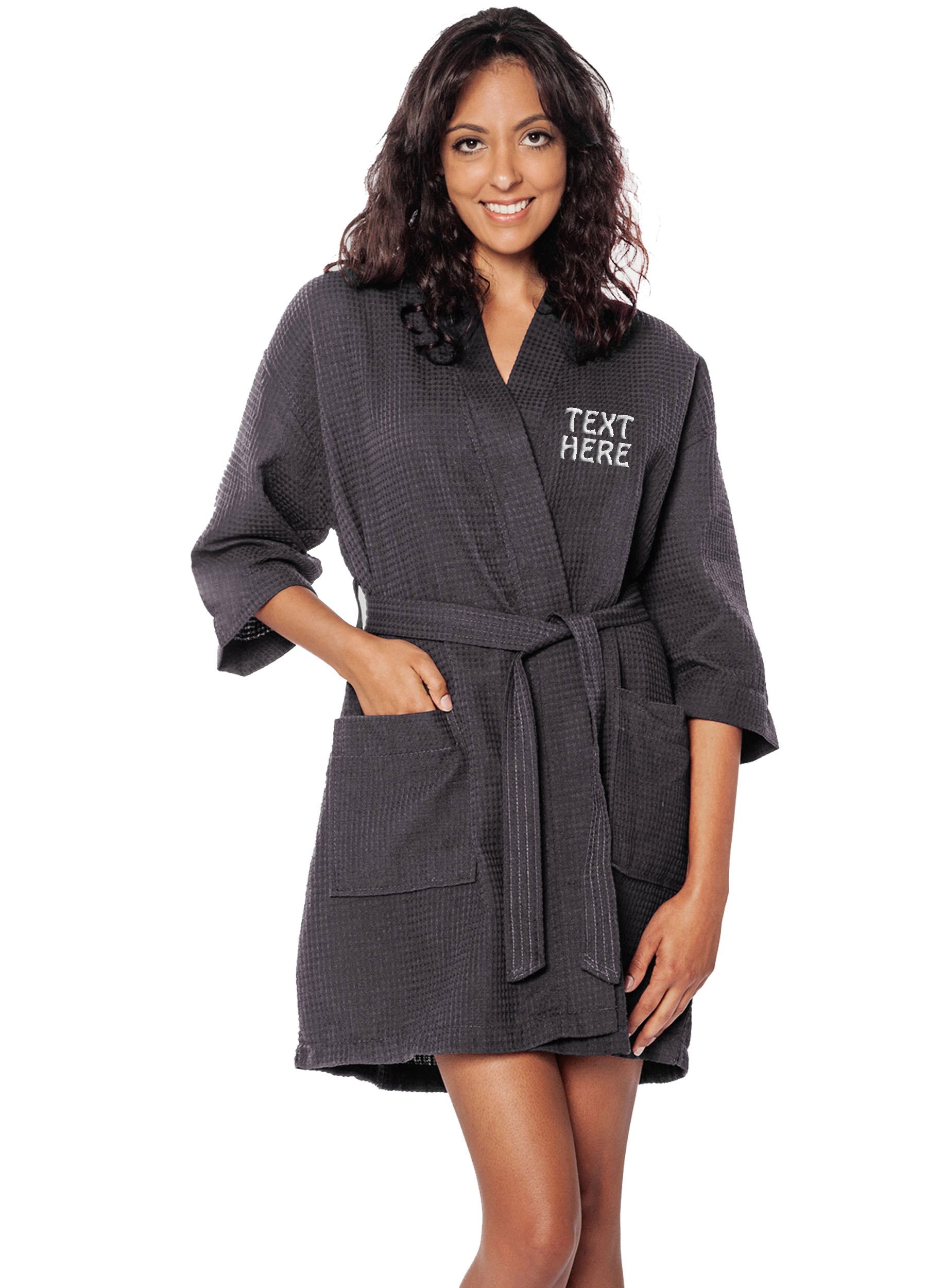 Personalized Embroidered Robes for Women - Custom Monogrammed Waffle Kimono Bathrobe - Soft Spa Robe for Bridal Shower, Wedding Gift & Luxury Loungewear