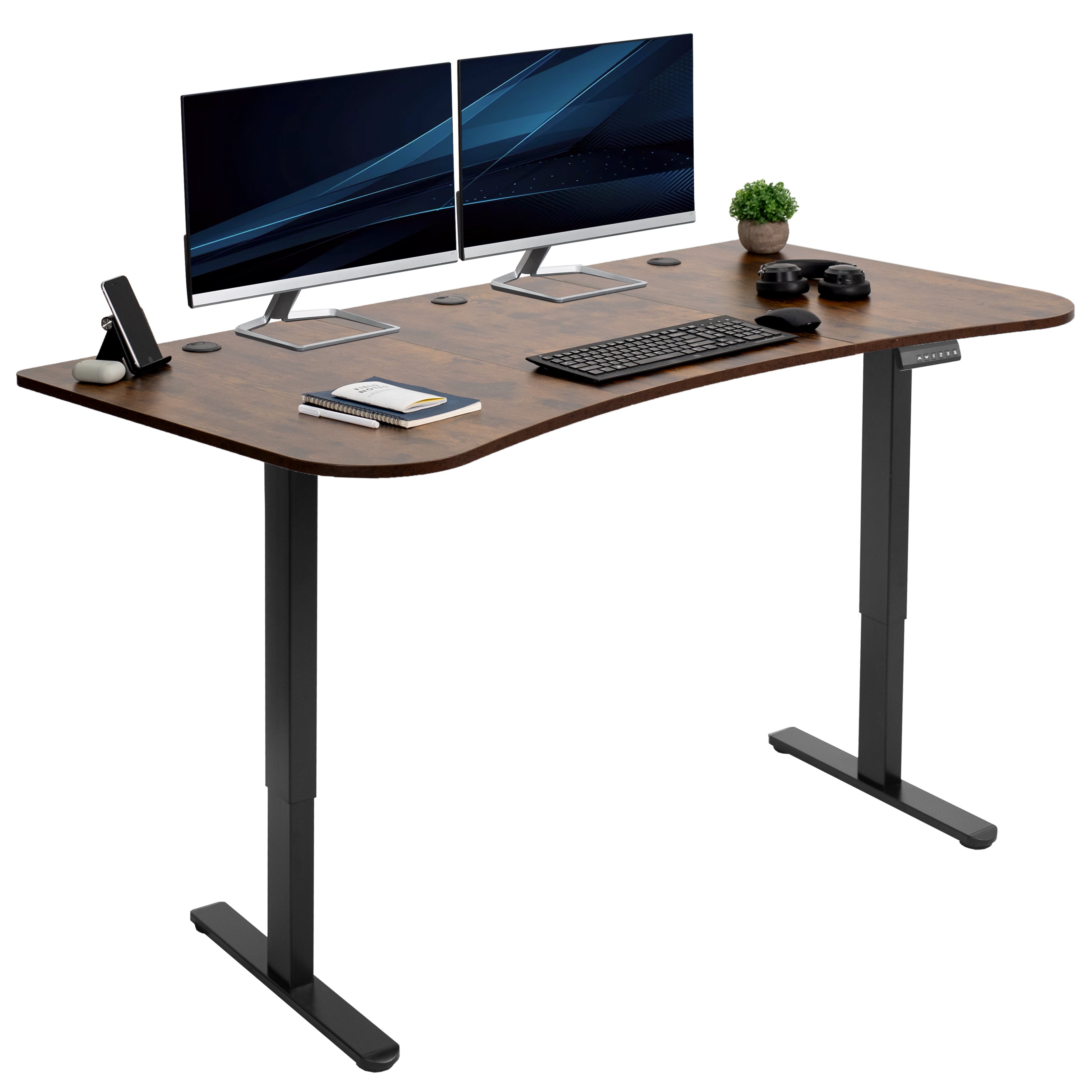 E2 Series 63 x 32 Inch Dual Motor Standing Desk with Memory Controller - Adjustable Height Electric Desk for Home Office, Gaming & Workstation Setup