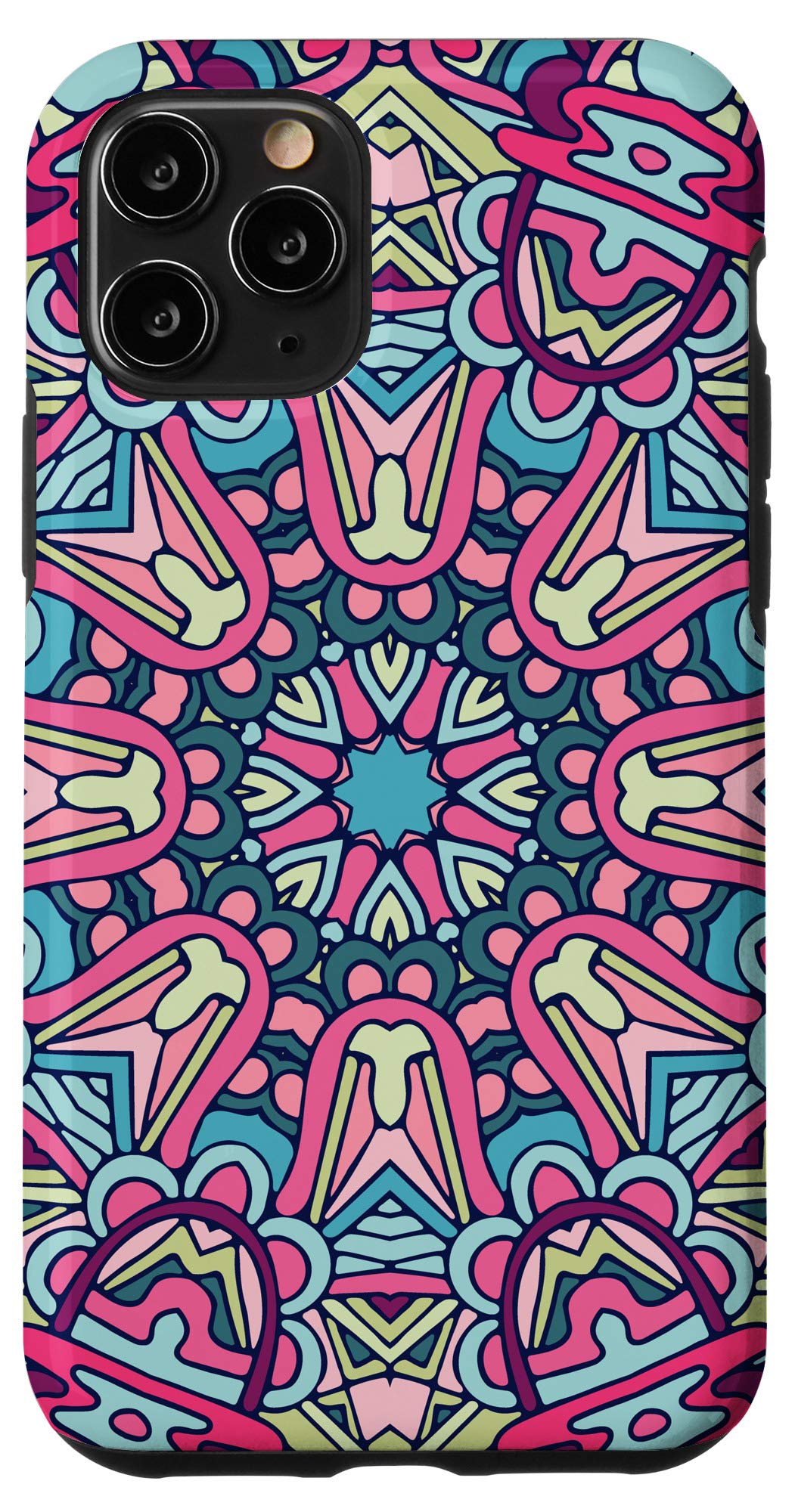 iPhone 11 Pro Case - Bohemian Mandala Flower Design, Psychedelic Ethnic Style Protective Cover for Women & Men | Perfect for Festivals, Travel & Everyday Use