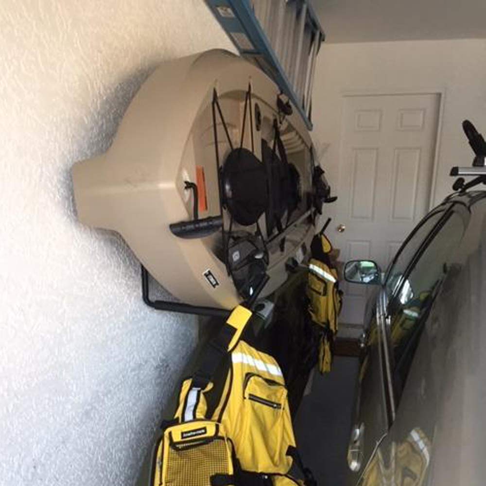 Heavy Duty Kayak Storage Hooks - 55LBS Capacity, 15 Inch Wall Mounted Hangers for Canoe, Surfboard, Ladder, Bike & Garage Organization - Perfect for Garage, Basement, Shed & Outdoor Storage