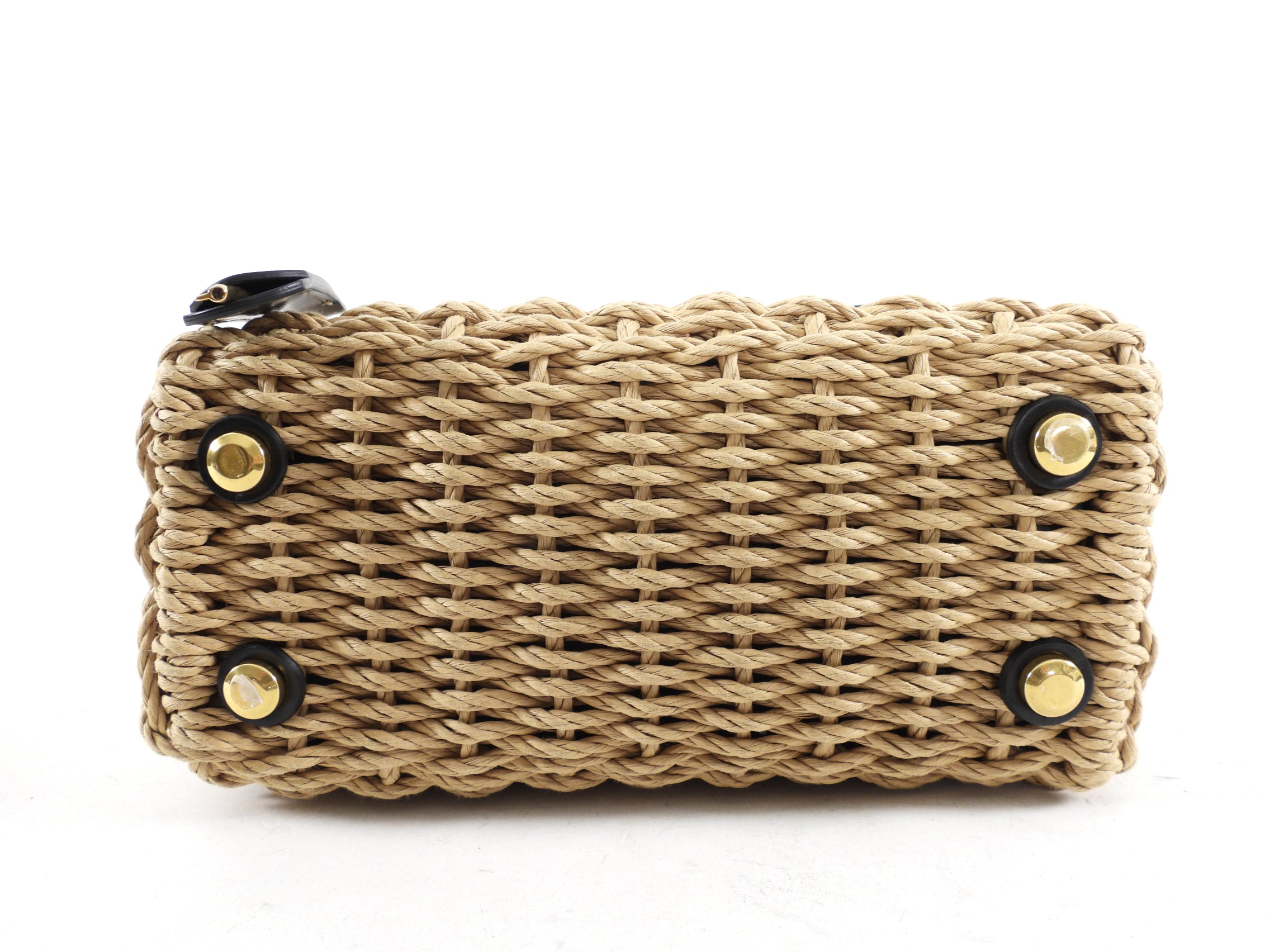 Ferragamo Black Leather and Wicker Small Box Bag - Stylish Crossbody Purse for Women, Perfect for Evening Parties & Date Nights