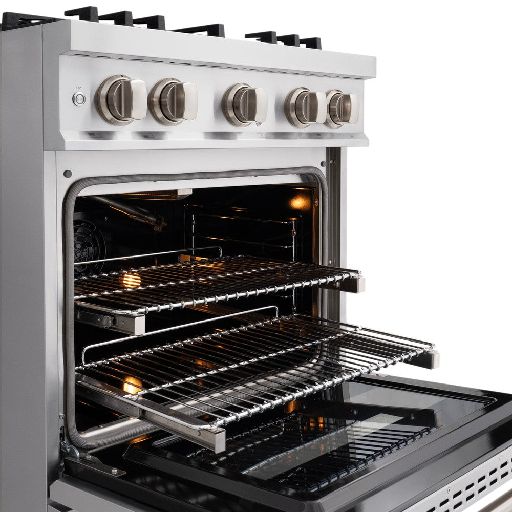 ZLINE 30 Inch 4.2 Cu Ft Gas Range with 4 Burner Cooktop & Convection Oven - Satin Stainless Steel (HGRS 30) | Professional Kitchen Appliance for Home Chefs & Cooking Enthusiasts
