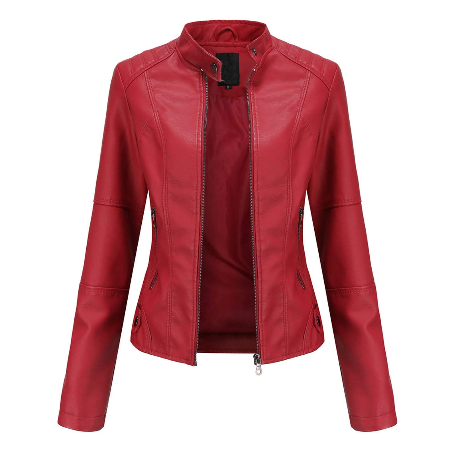 Women's Plus Size Faux Leather Moto Biker Jacket - Stylish Bomber Race Car Zip Up Coat for Motorcycle Riding & Casual Outerwear