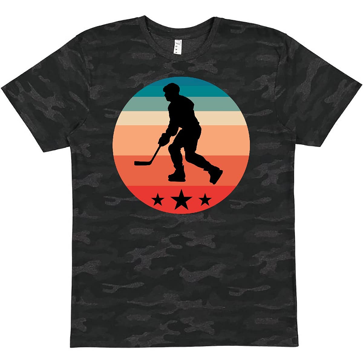 Inktastic Ice Hockey Retro Sunset Graphic T-Shirt for Men & Women - Vintage Hockey Player Design, Soft Cotton Tee - Perfect for Sports Fans, Casual Wear & Gifts