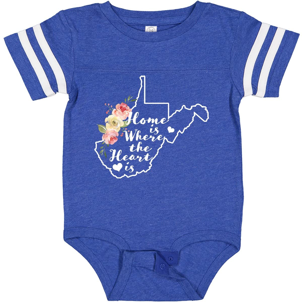 Inktastic West Virginia Home is Where The Heart is Watercolor Baby Bodysuit - Soft Cotton Infant Onesie for Newborns, Gifts & Family Photos