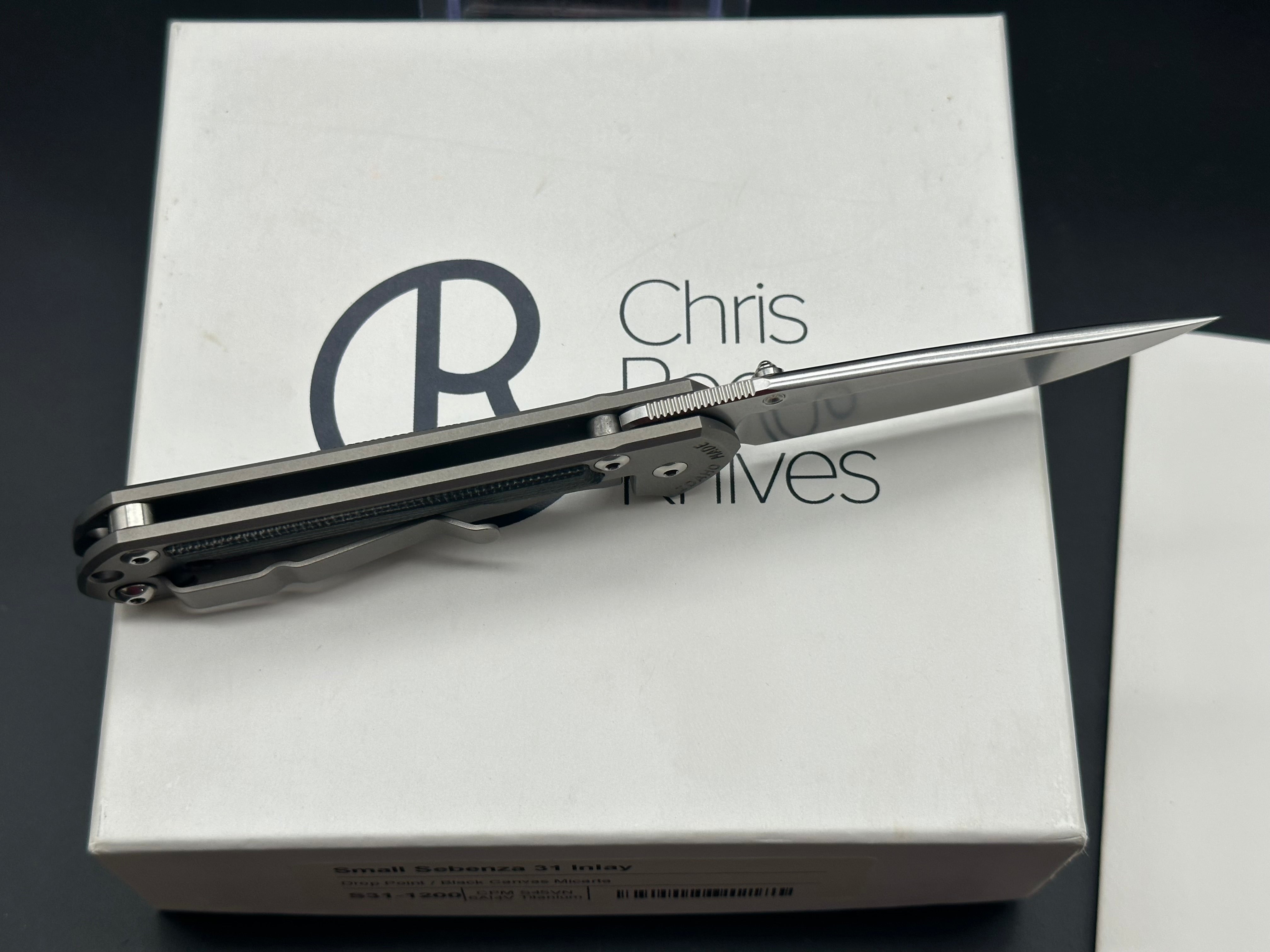 Chris Reeve Knives CRK Small Sebenza 31 Folding Pocket Knife - Black Canvas Micarta Handle, Drop Point Blade - EDC, Outdoor, Camping, Survival Gear