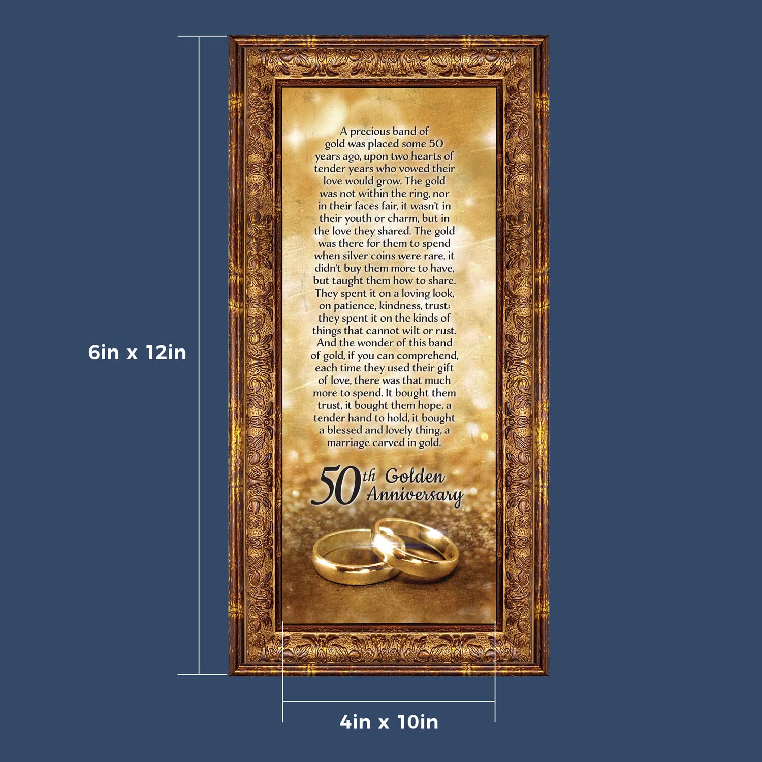 Golden Anniversary Gifts for Parents - Crossroads Home Décor 50th Wedding Anniversary Picture Frame (7318R) - Perfect for Displaying Cherished Memories in Living Rooms & Bedrooms