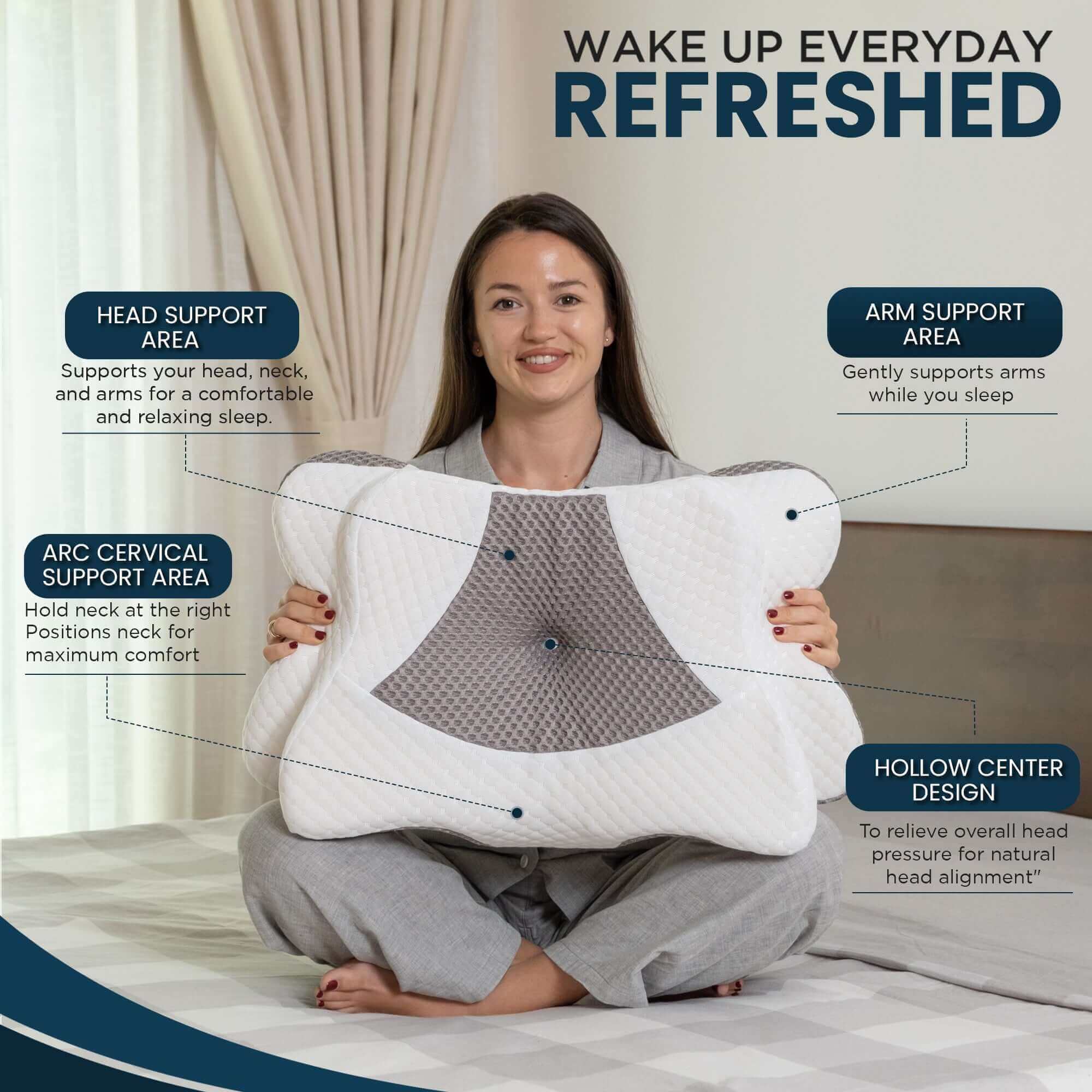 ZenBloks® Memory Foam Cervical Pillow for Neck Pain Relief - Queen Size (24.5