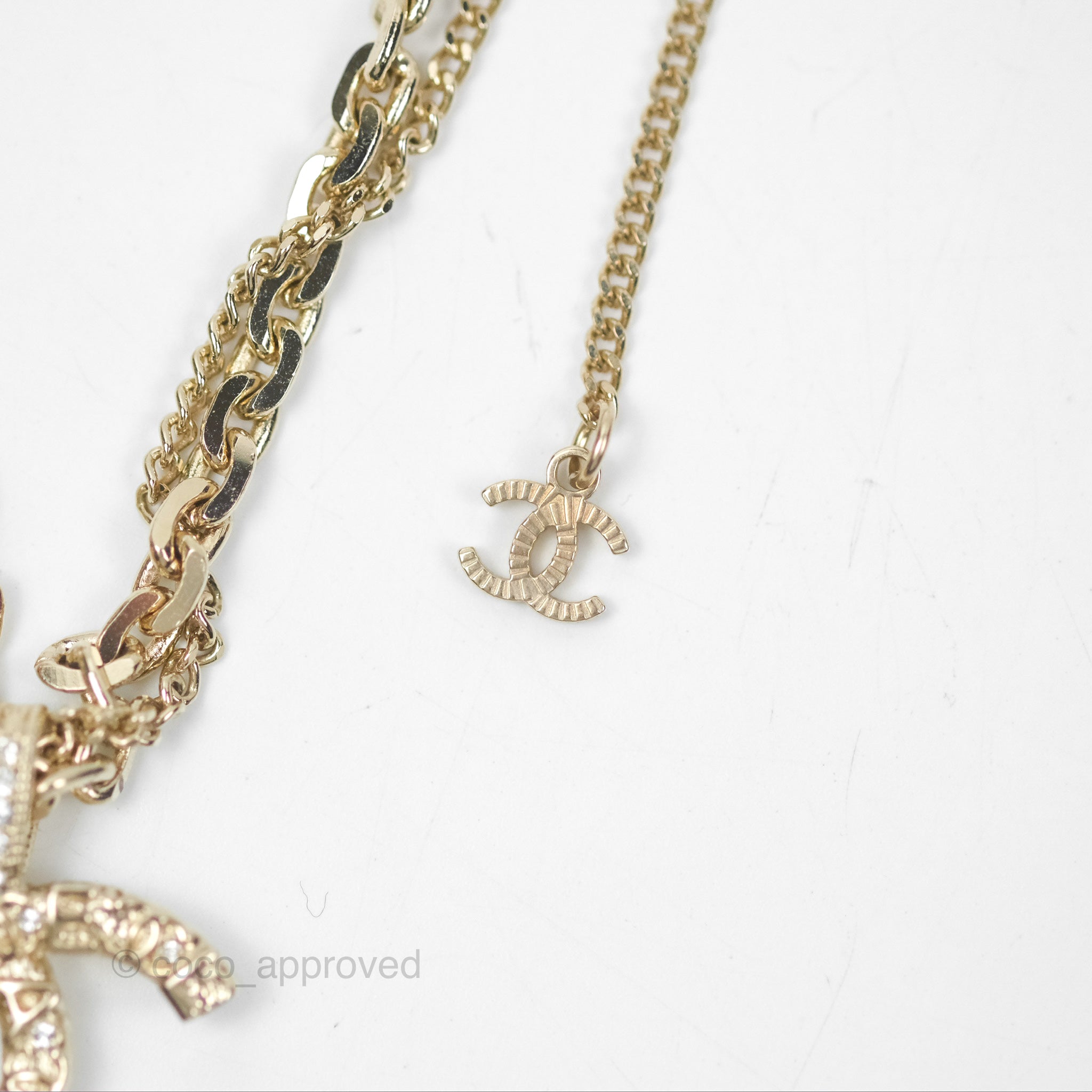 Chanel CC Crystal Necklace Gold Tone 21P - Elegant Fashion Jewelry for Women | Perfect for Parties, Weddings & Special Occasions