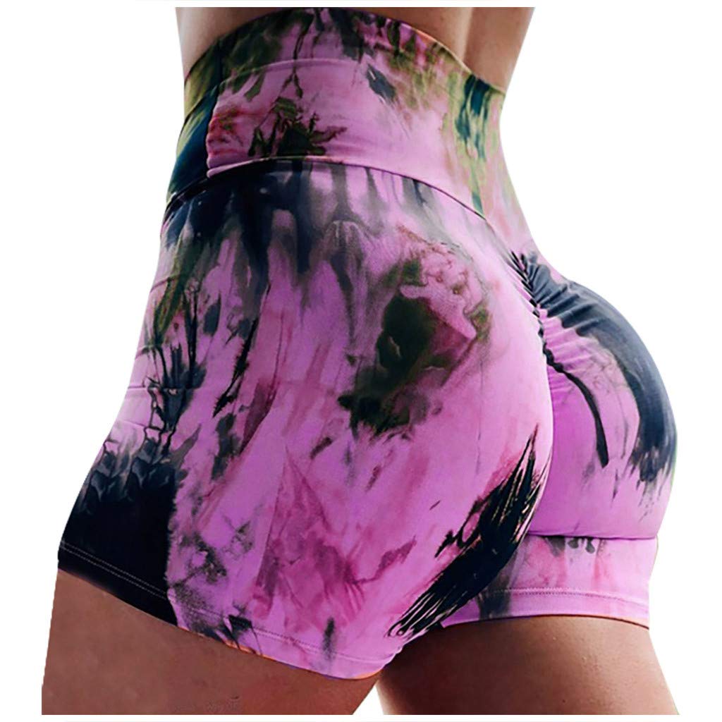 High Waist Butt Lifting Yoga Shorts for Women - Tummy Control Workout Shorts with Tie Dye Design - Perfect for Gym, Running, Beach & Yoga Sessions