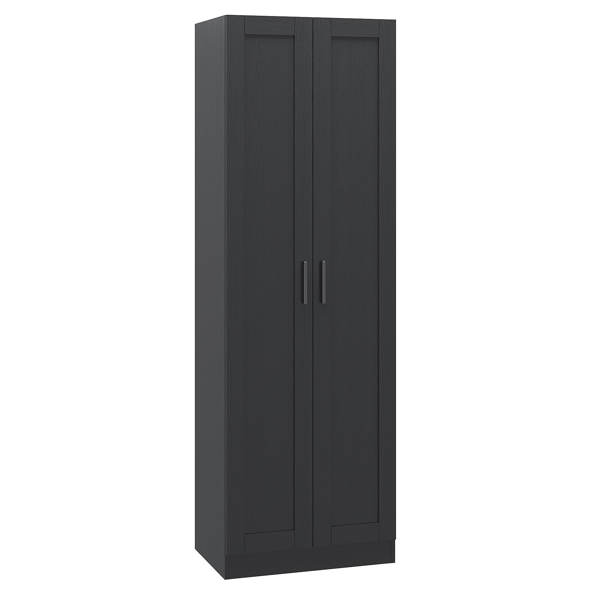 Panana 45-Inch Tall Wooden Storage Cabinet with 2 Doors & Adjustable Shelves - Freestanding Narrow Pantry Organizer for Kitchen, Bathroom or Office (Black)