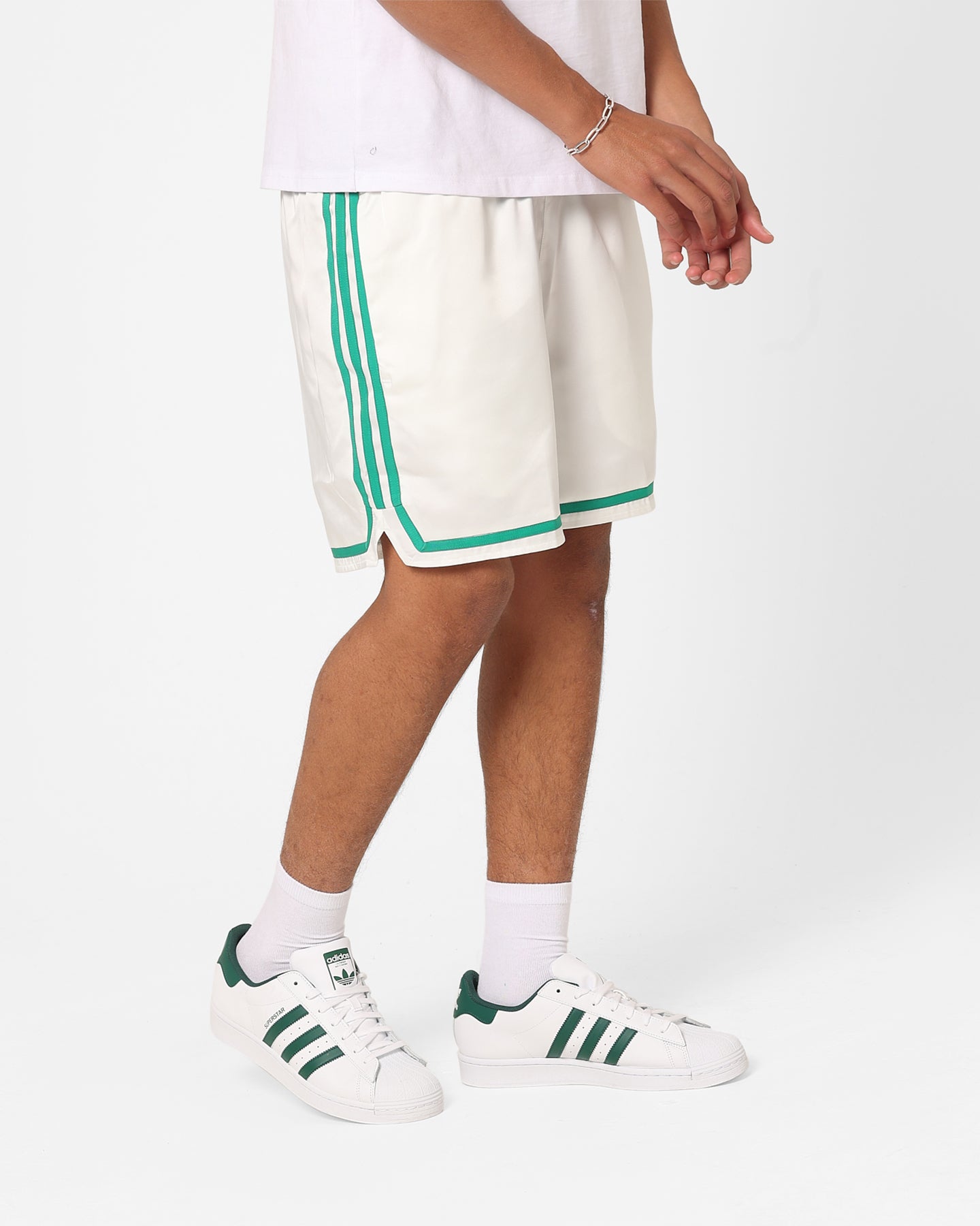 Adidas Hoop Prep Basketball Shorts for Men - Off White & Court Green - Breathable & Comfortable for Training, Gym & Casual Wear